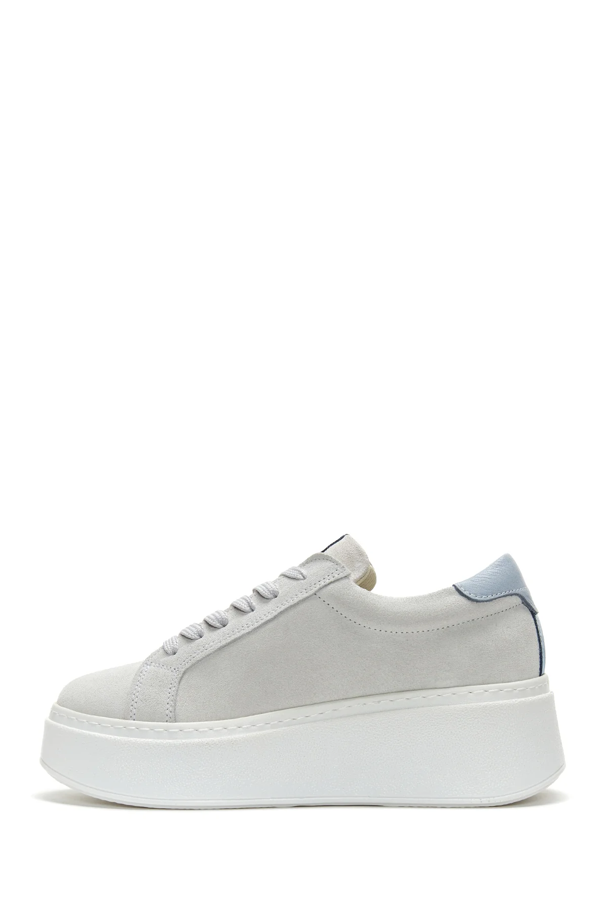 Kadın Gri Süet Deri Kalın Tabanlı Sneaker - Image 2