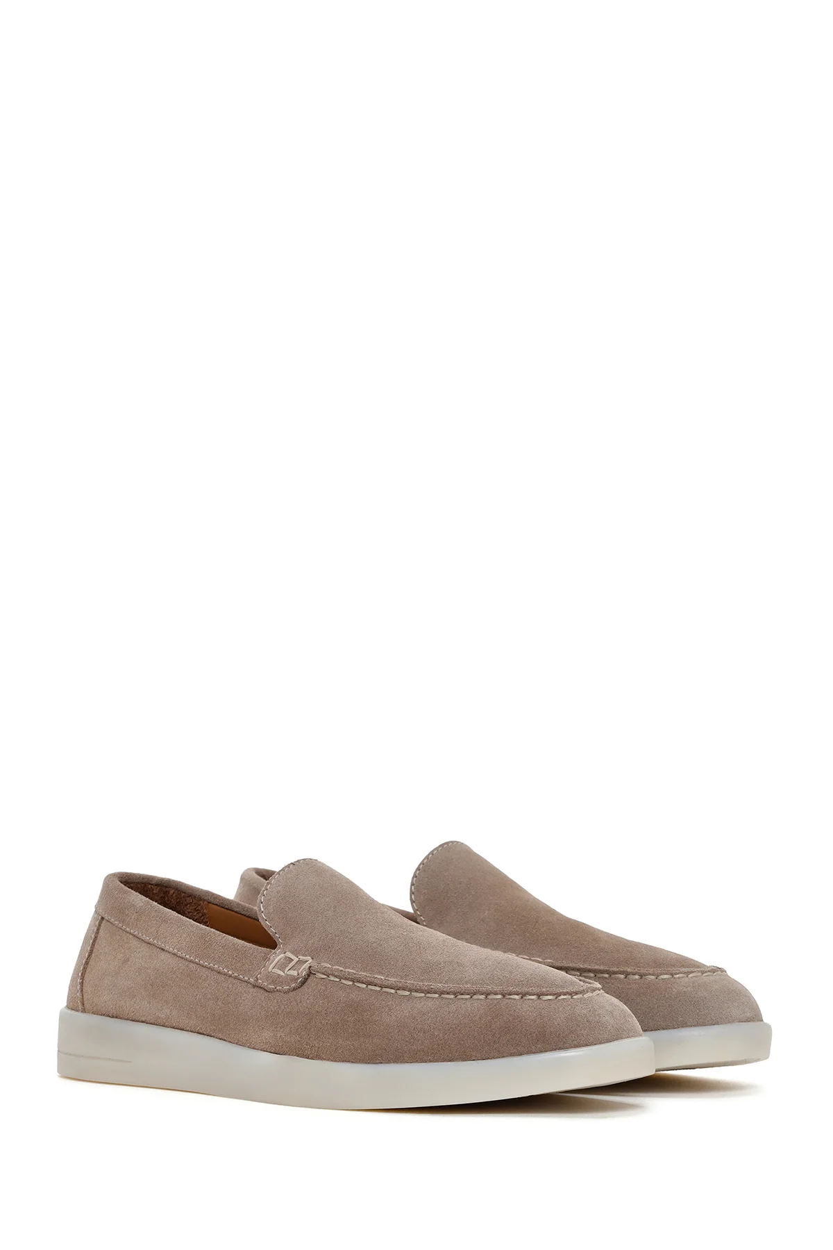 Kadın Gri Süet Deri Loafer - Image 3