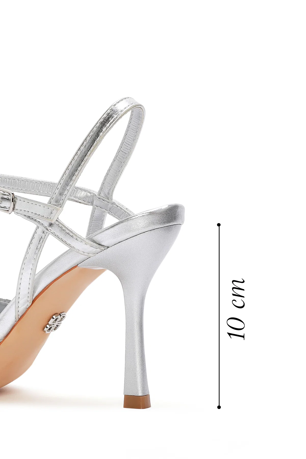 Kadın Gümüş Arkası Açık Yüksek Topuklu Taşlı Stiletto - Image 2