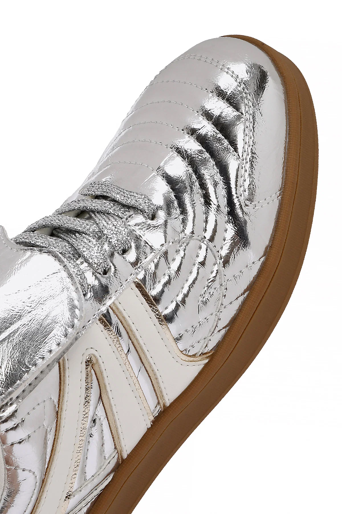 Kadın Gümüş Bağcıklı Metalik Sneaker - Image 10