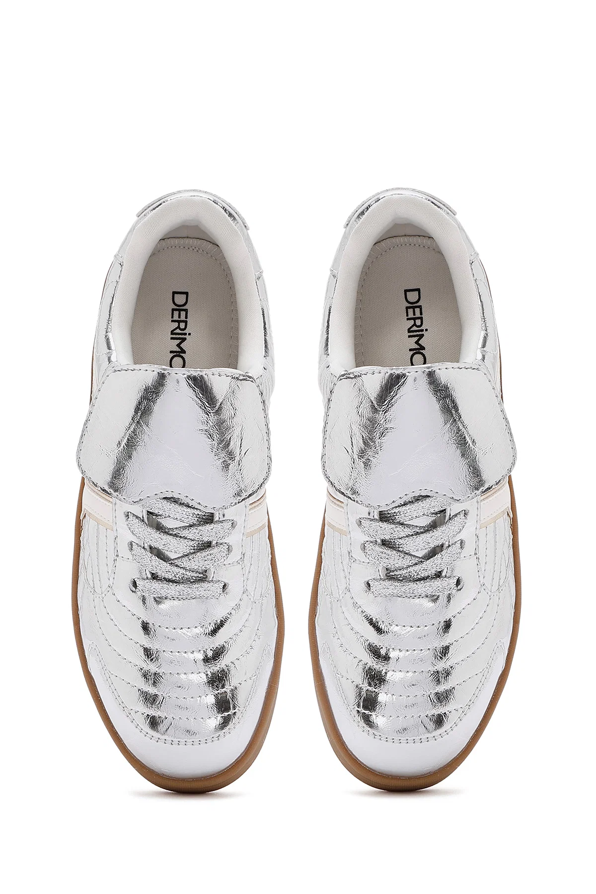 Kadın Gümüş Bağcıklı Metalik Sneaker - Image 7