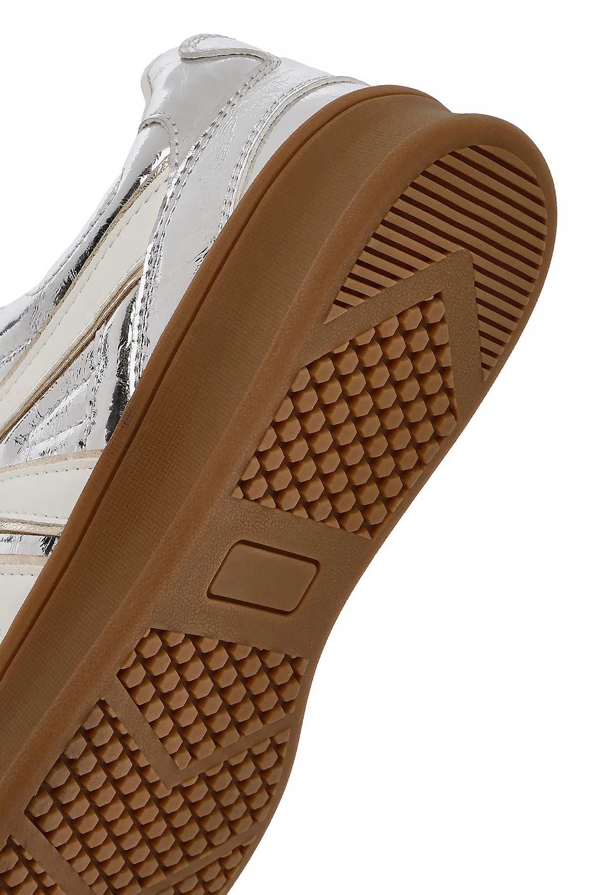 Kadın Gümüş Bağcıklı Metalik Sneaker - Image 8