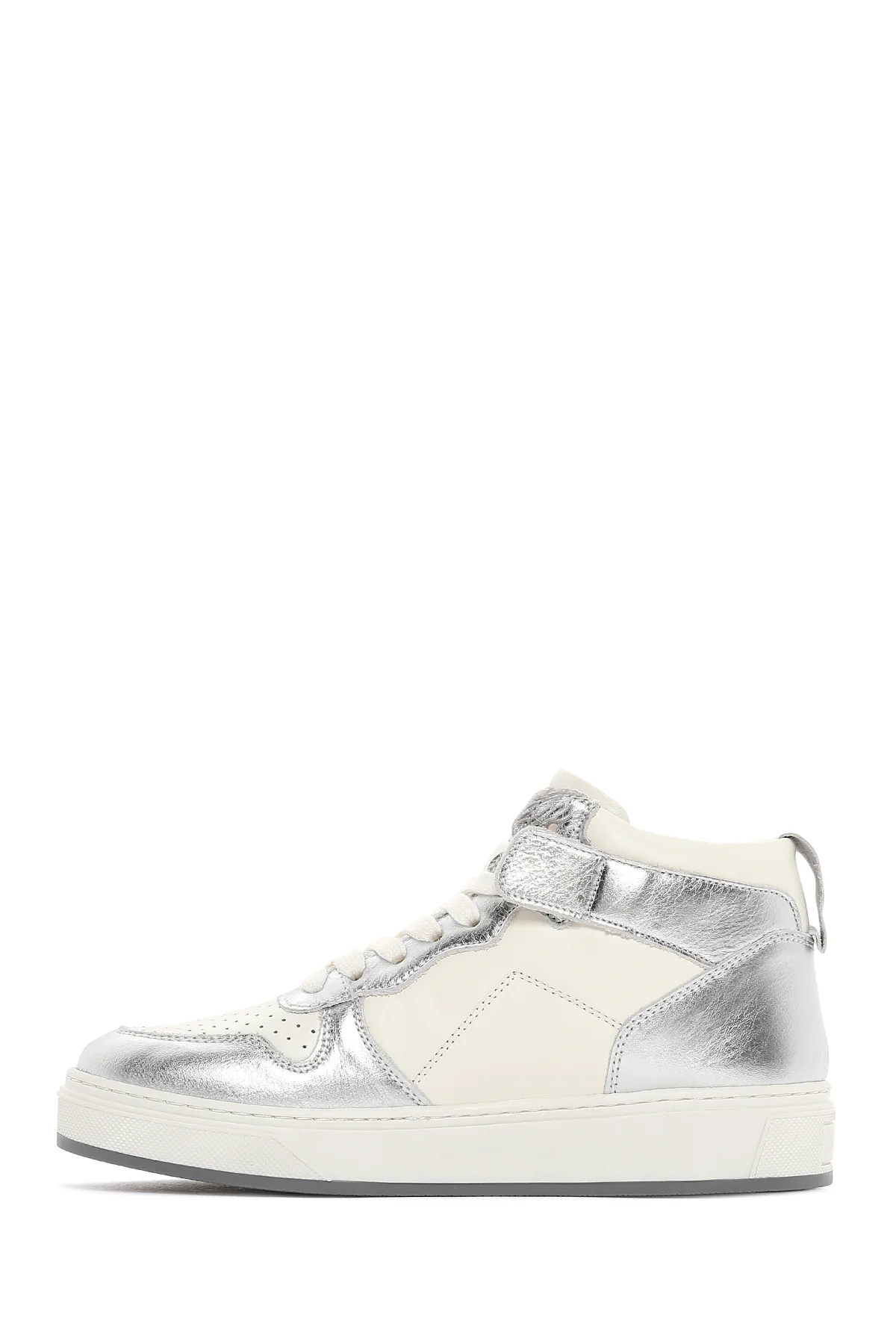Kadın Gümüş Deri Bilekli Sneaker - Image 3