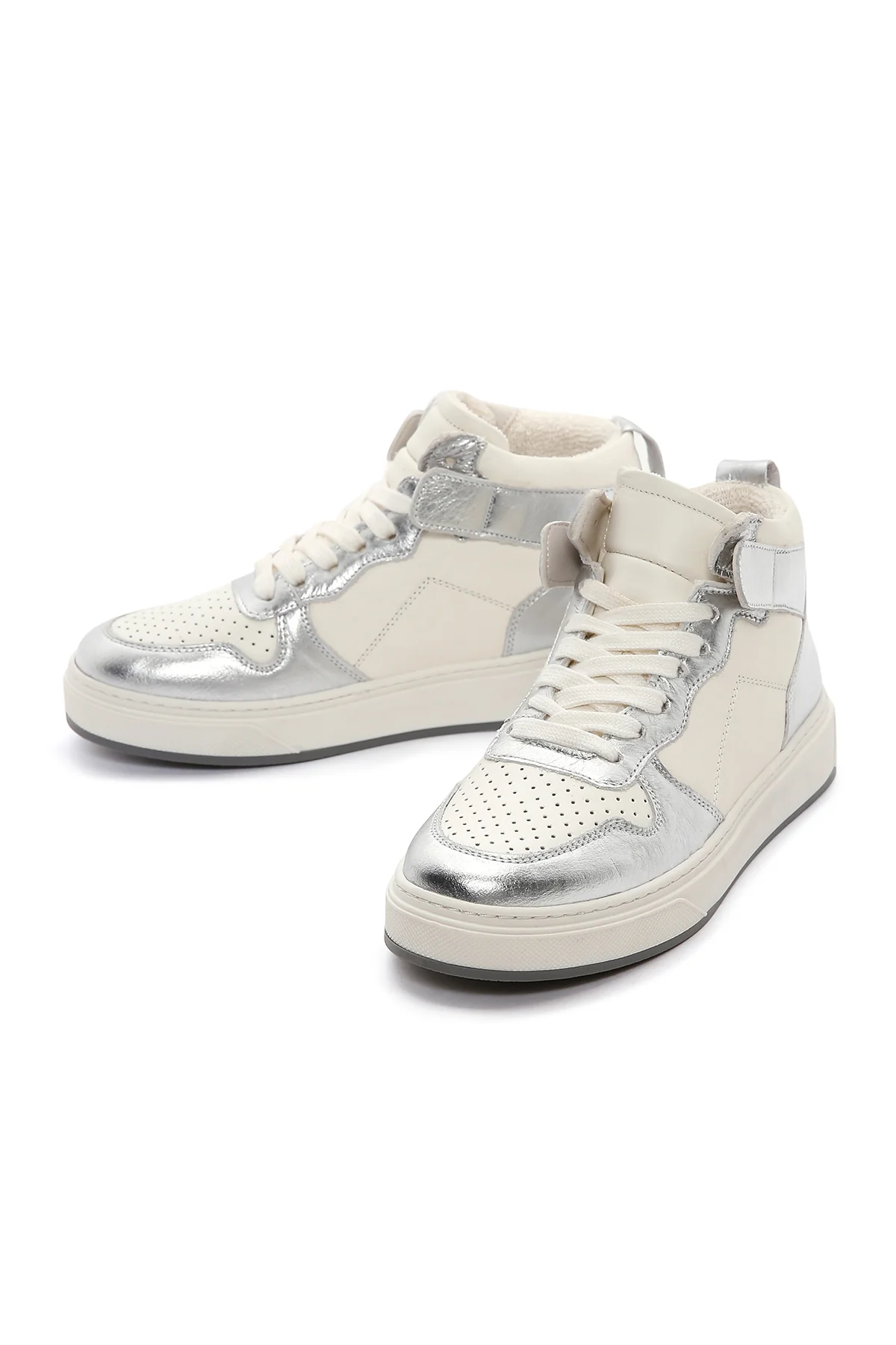 Kadın Gümüş Deri Bilekli Sneaker - Image 7