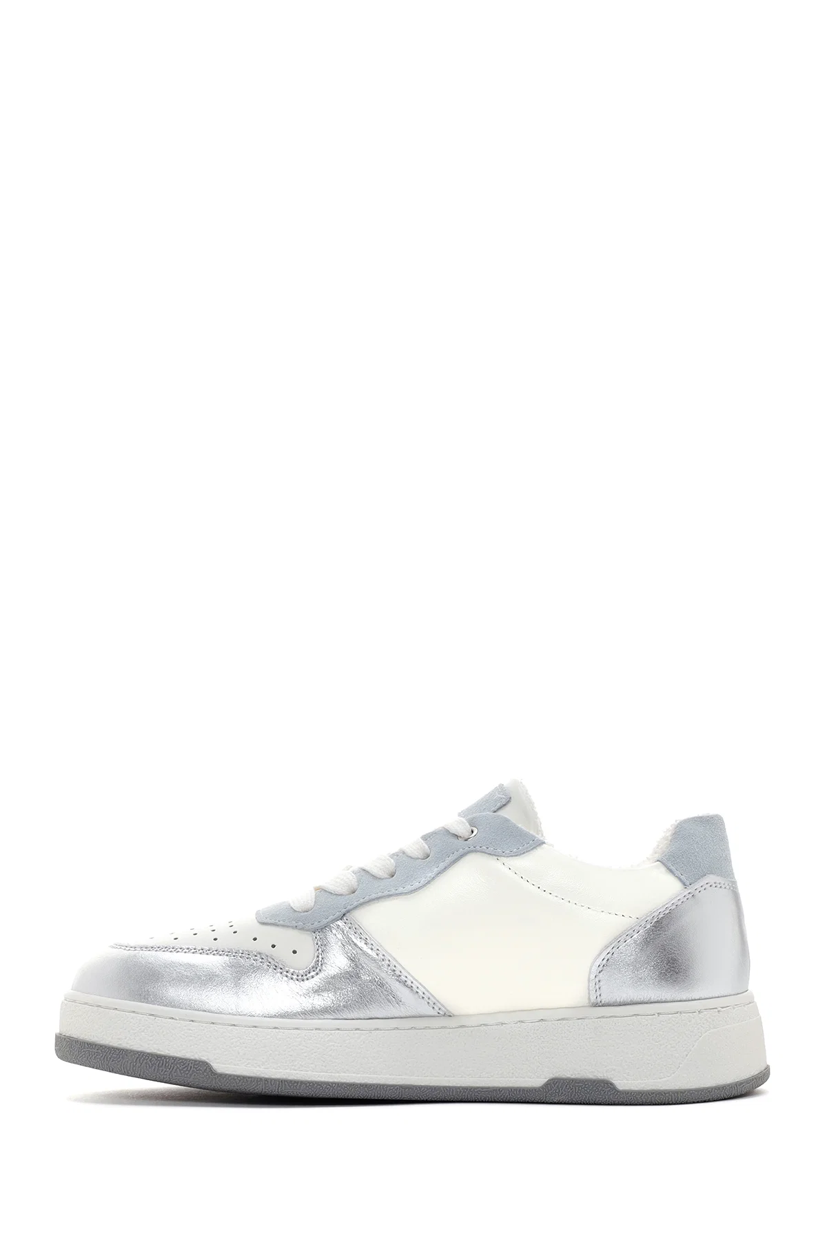 Kadın Gümüş Deri Sneaker - Image 2