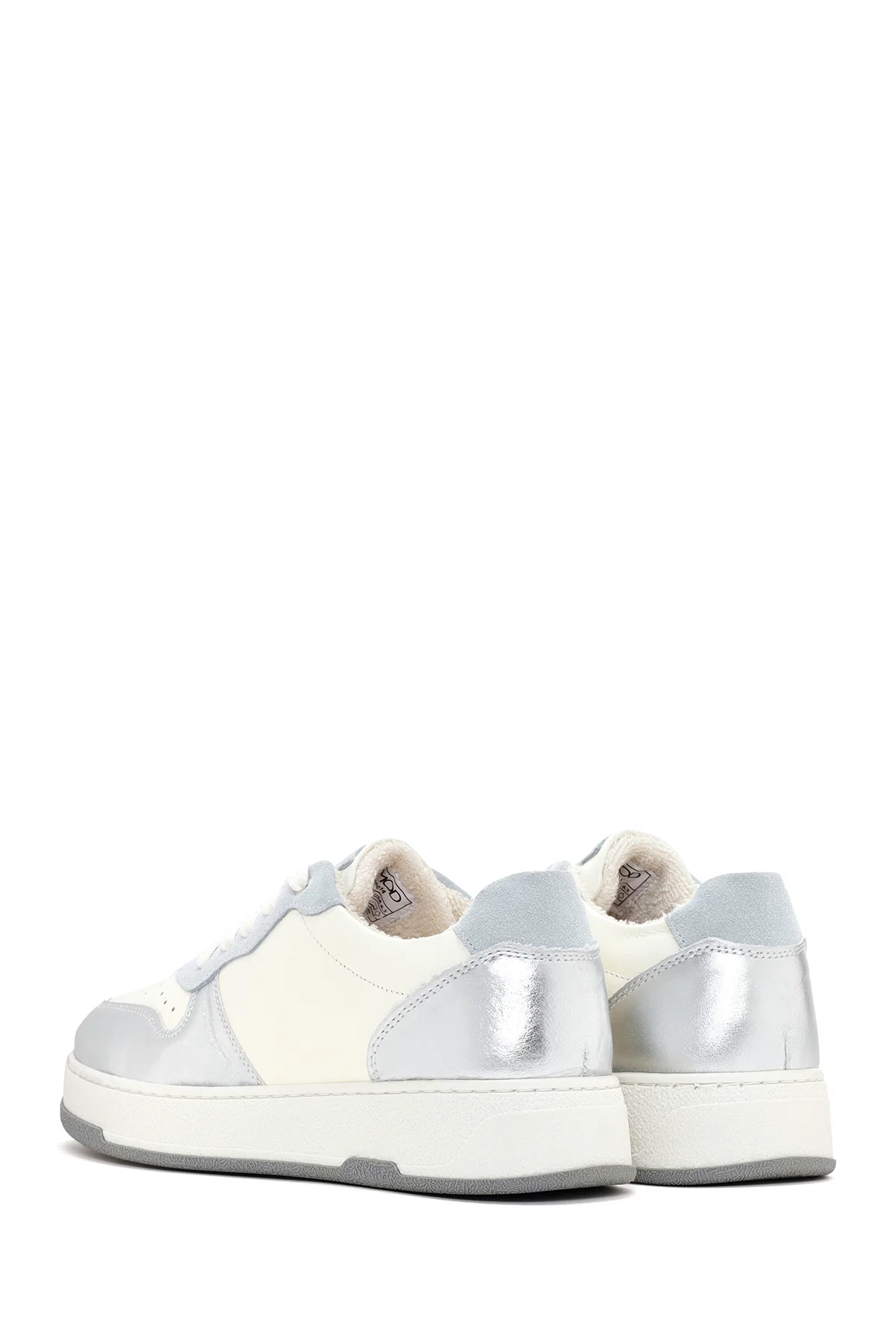 Kadın Gümüş Deri Sneaker - Image 5