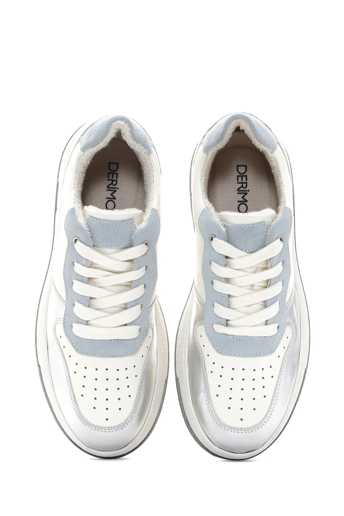 Kadın Gümüş Deri Sneaker - Image 6