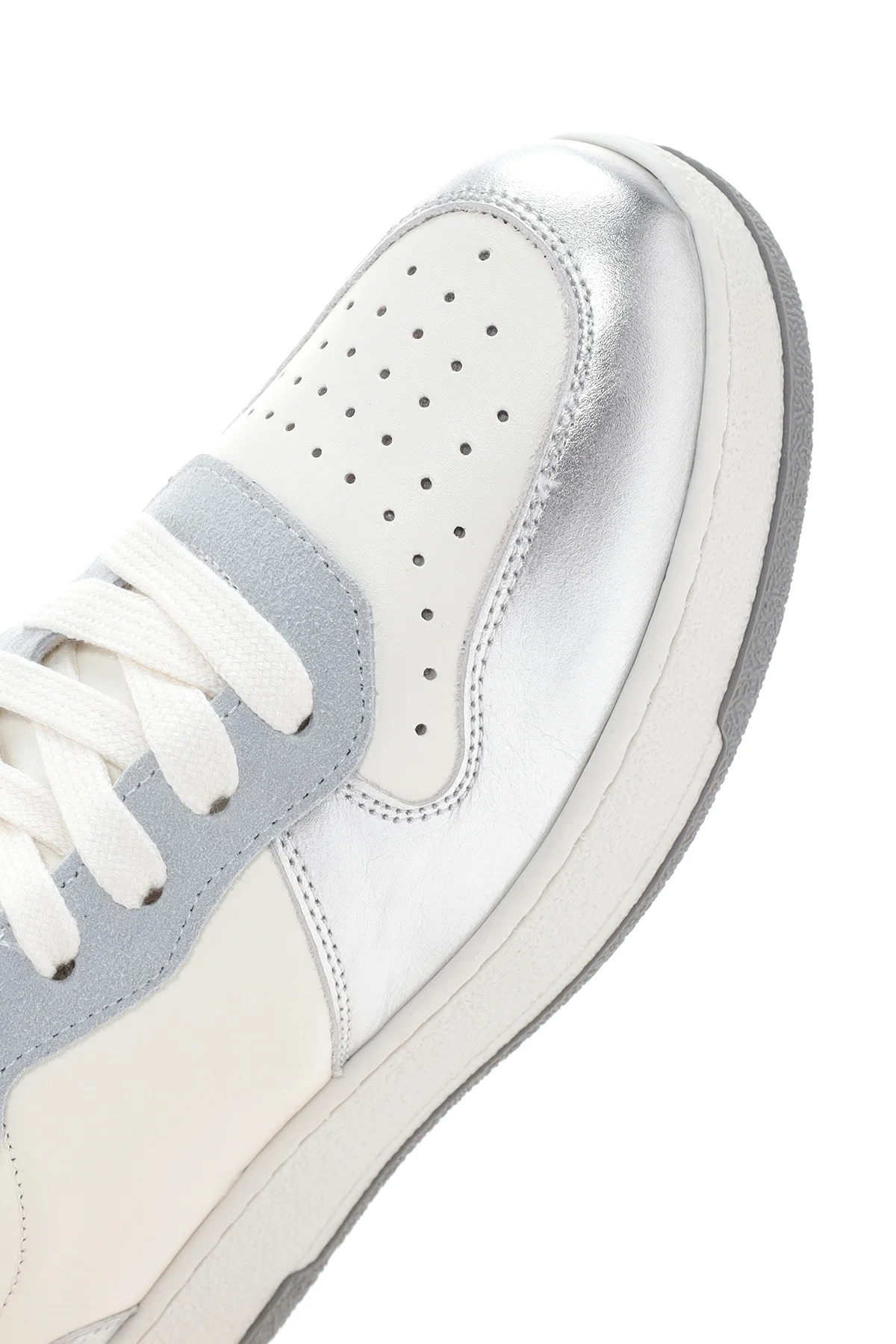 Kadın Gümüş Deri Sneaker - Image 9
