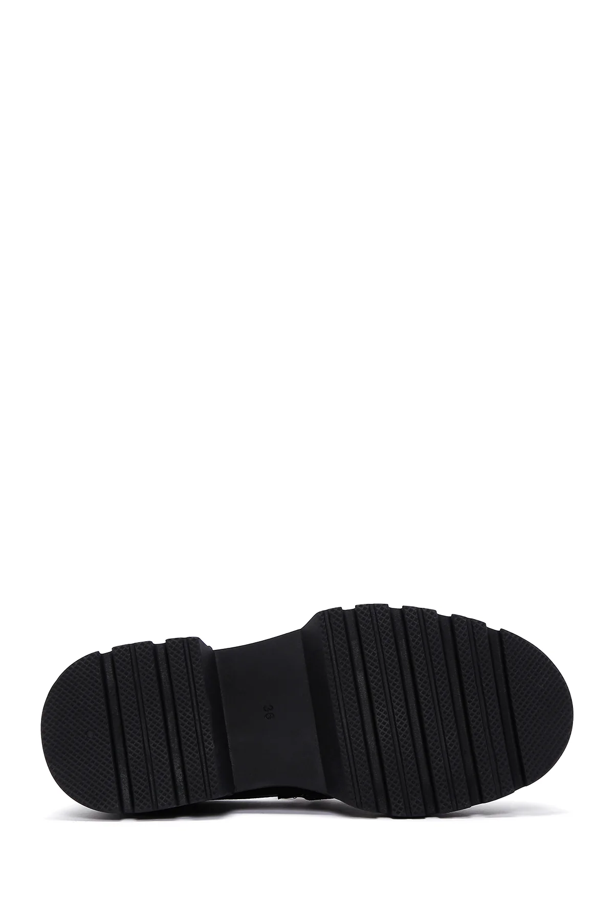 Kadın Gümüş Deri Tokalı Casual Loafer - Image 5