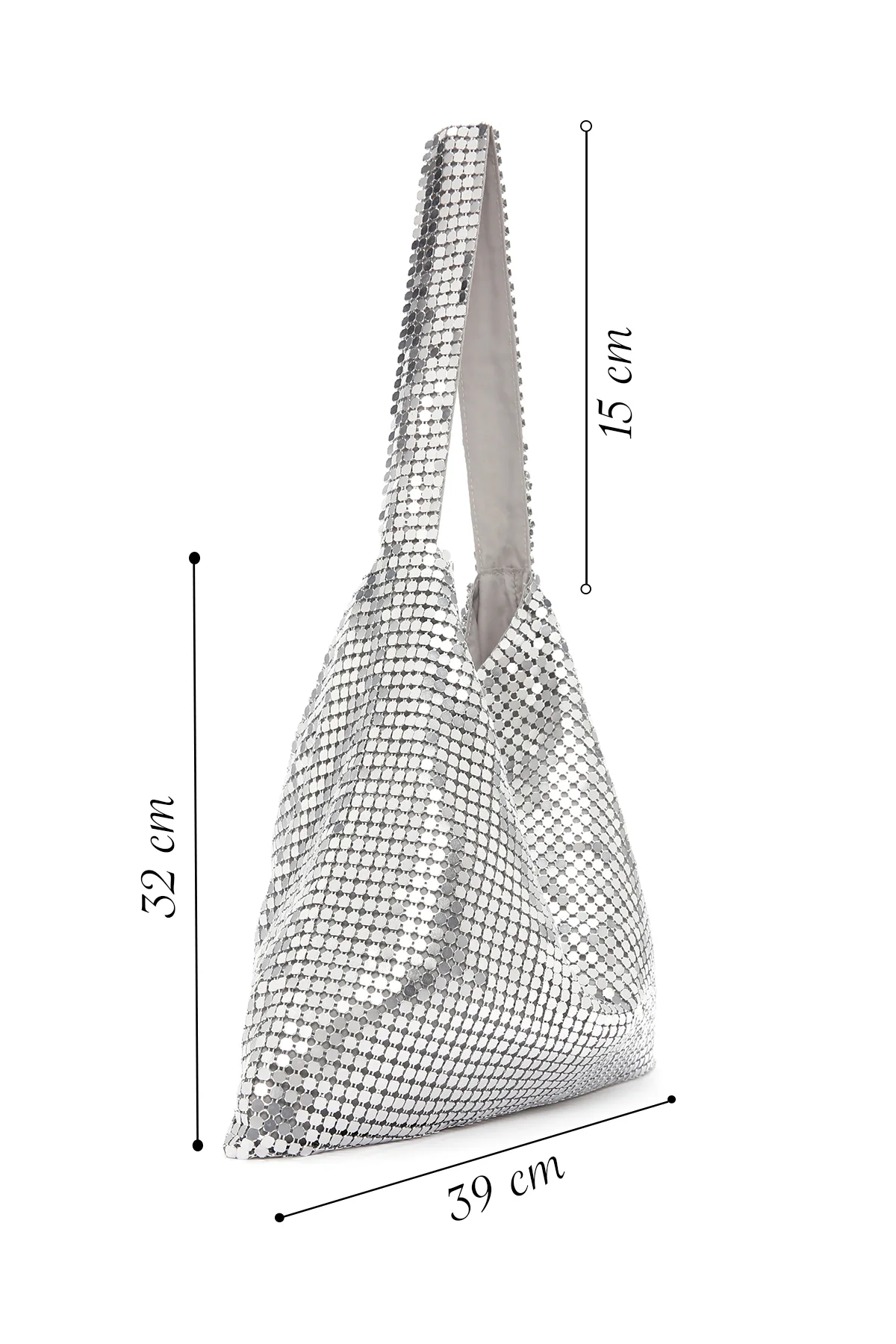 Kadın Gümüş Metal Desenli Kol Çantası - Image 2