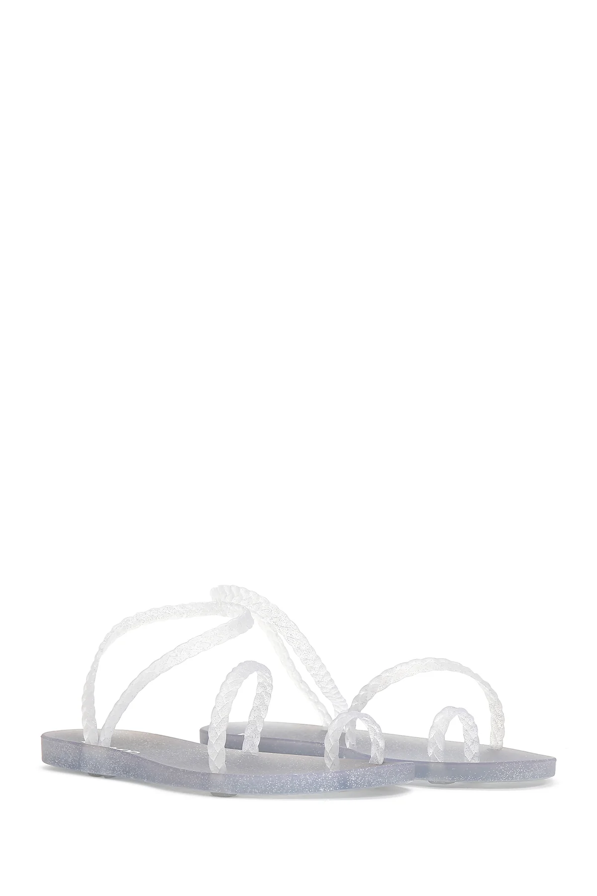 Kadın Gümüş Şeffaf Jelly Düz Sandalet - Image 3