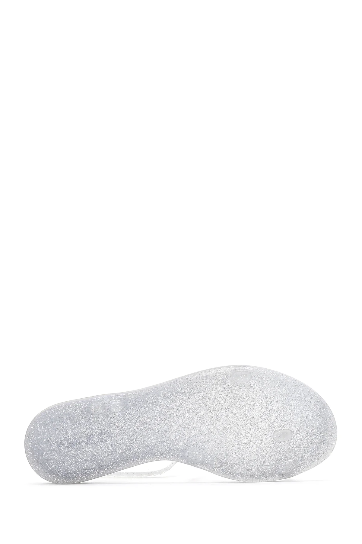 Kadın Gümüş Şeffaf Jelly Düz Sandalet - Image 4