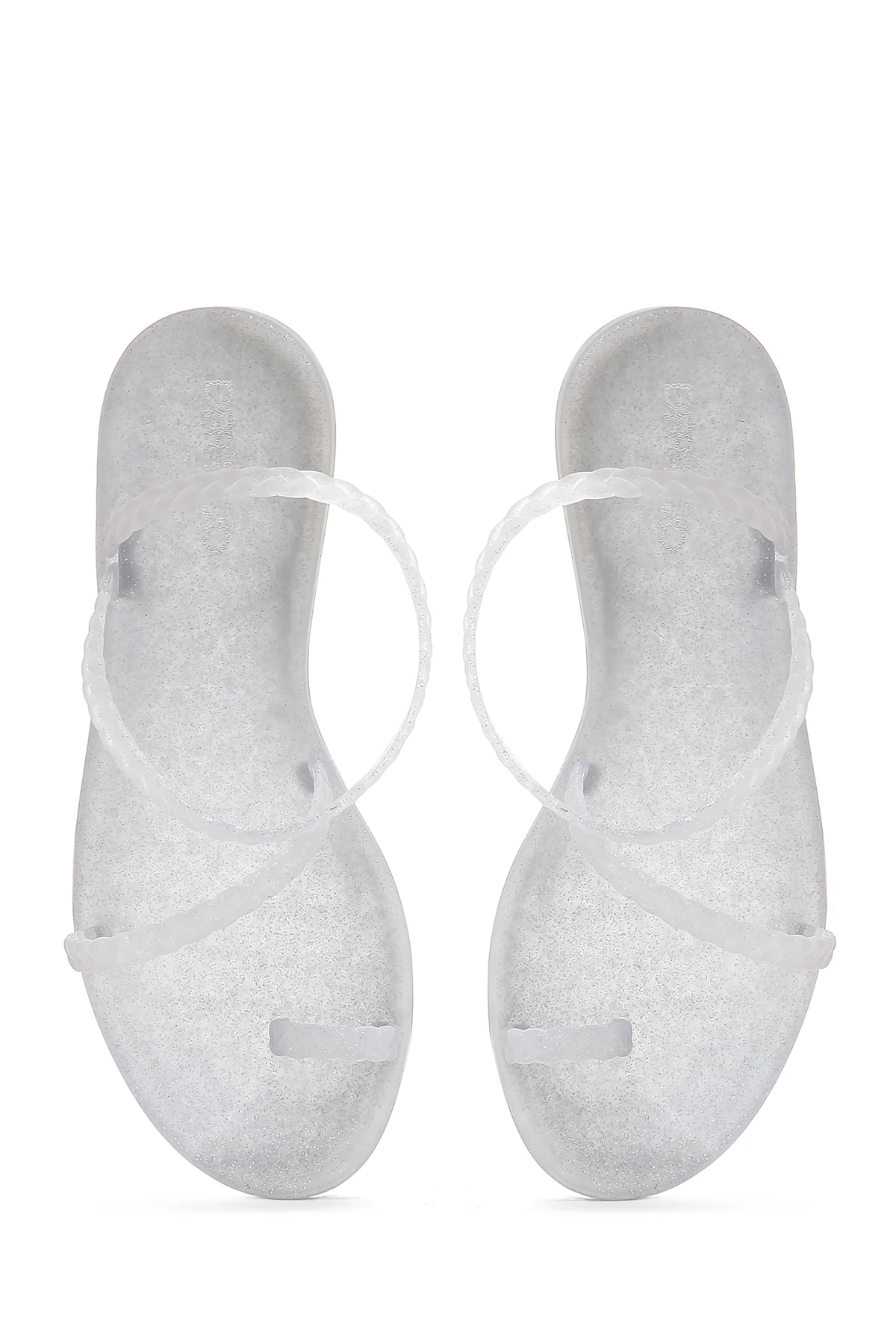 Kadın Gümüş Şeffaf Jelly Düz Sandalet - Image 6