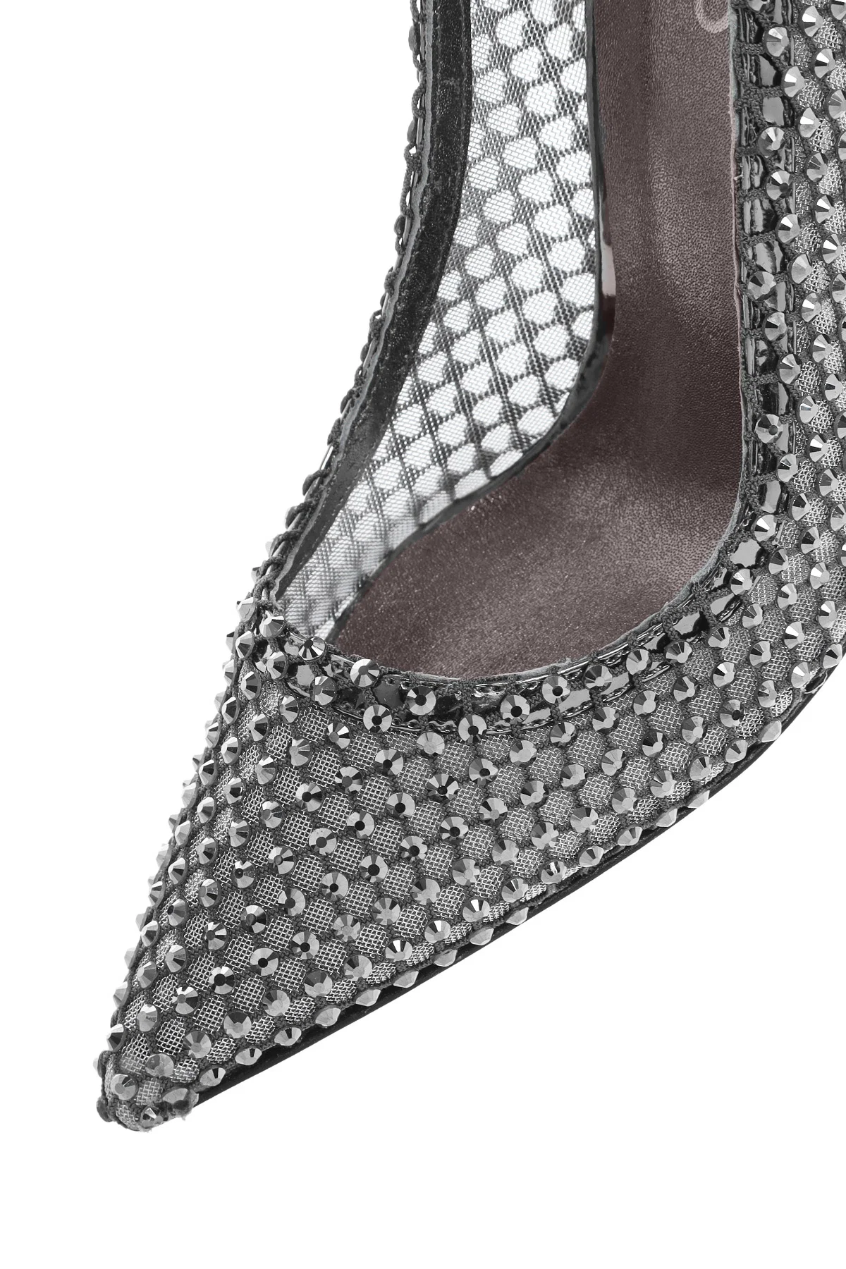 Kadın Gümüş Taşlı Yüksek İnce Topuklu Deri Stiletto - Image 11