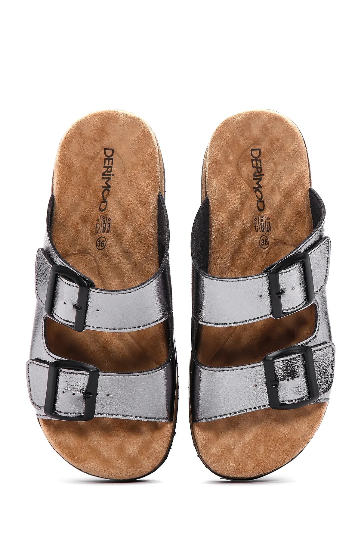 Kadın Gümüş Tokalı Comfort Terlik - Image 6