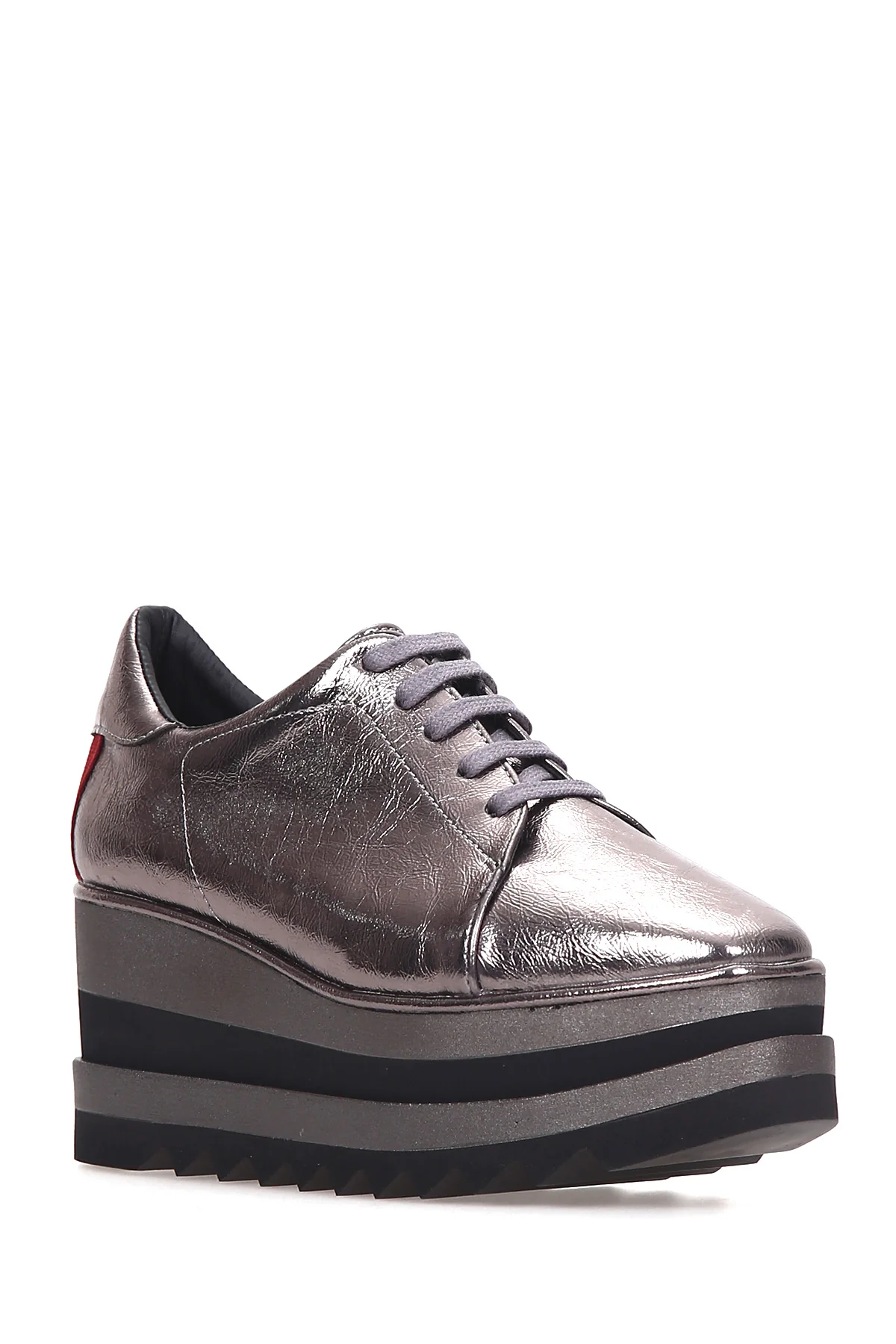 Kadın Gümüş Yüksek Tabanlı Sneaker - Image 2