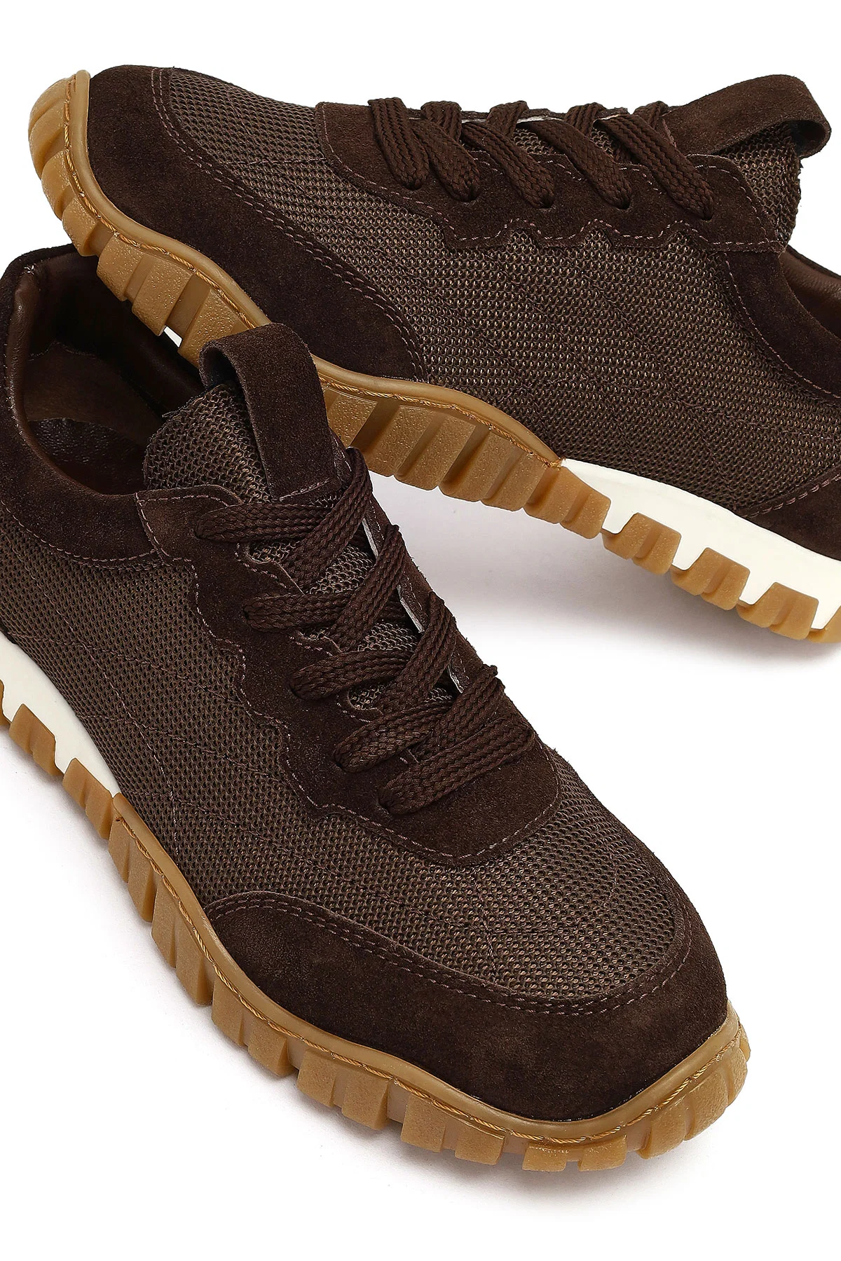 Kadın Kahverengi Bağcıklı Deri Sneaker - Image 10