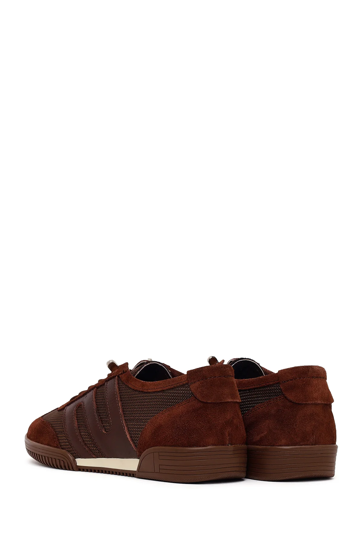 Kadın Kahverengi Bağcıklı Deri Sneaker - Image 7