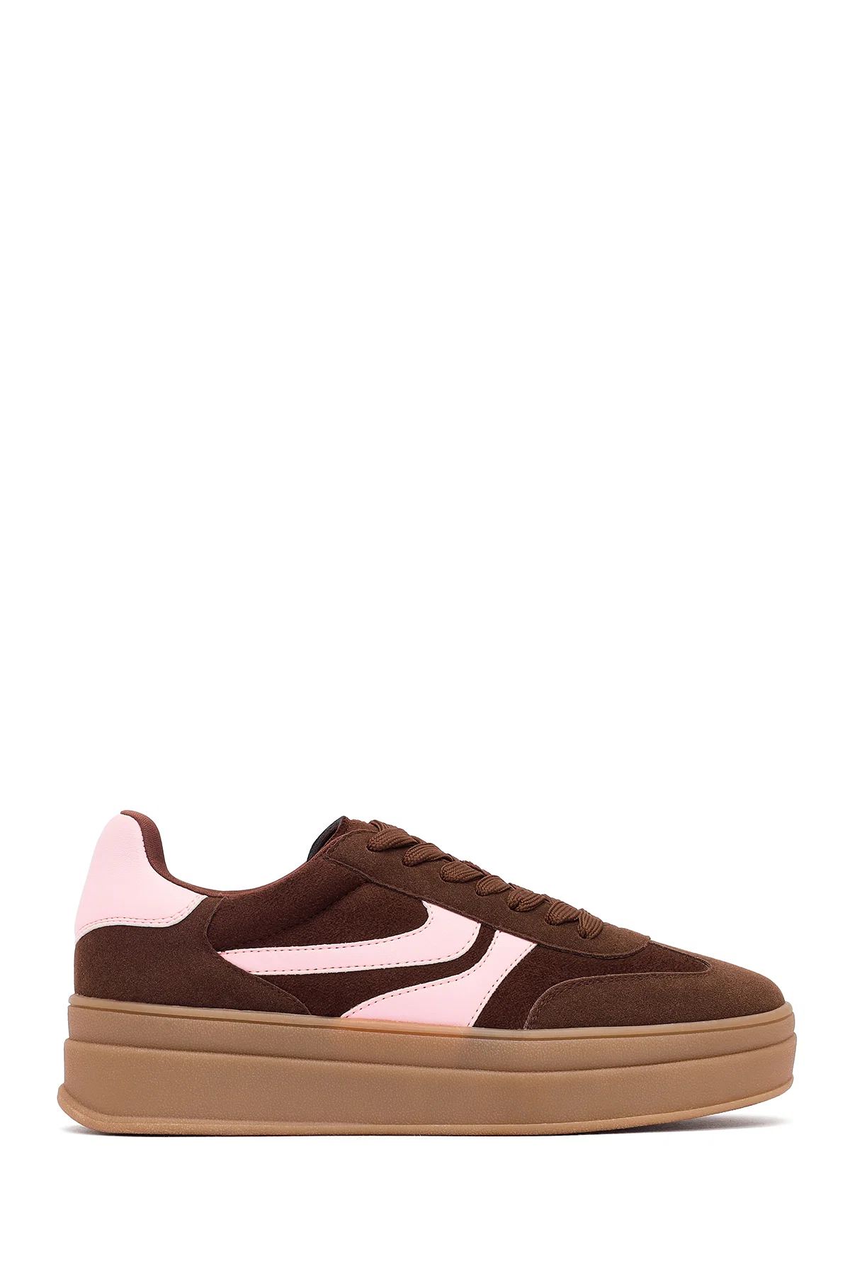 Kadın Kahverengi Bağcıklı Kalın Tabanlı Sneaker - Image 2