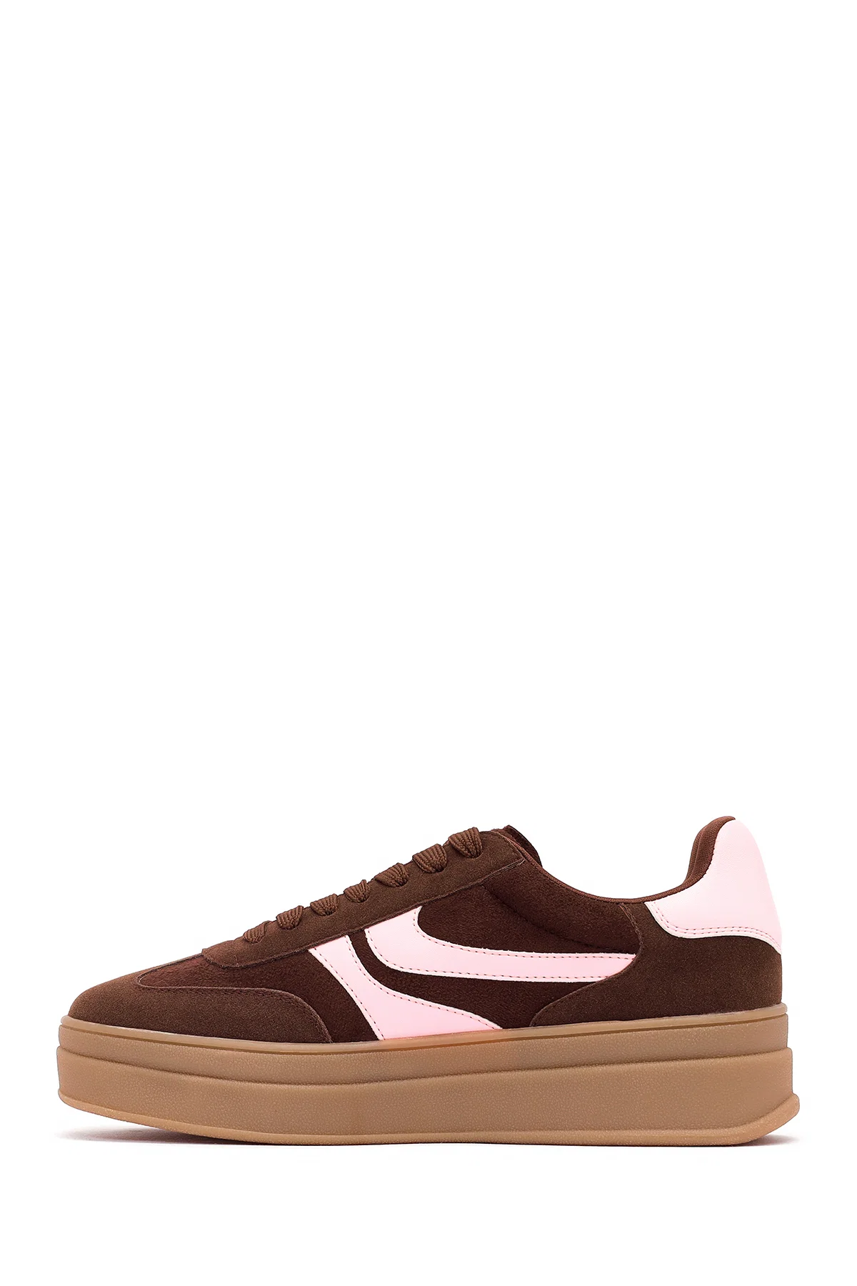 Kadın Kahverengi Bağcıklı Kalın Tabanlı Sneaker - Image 4