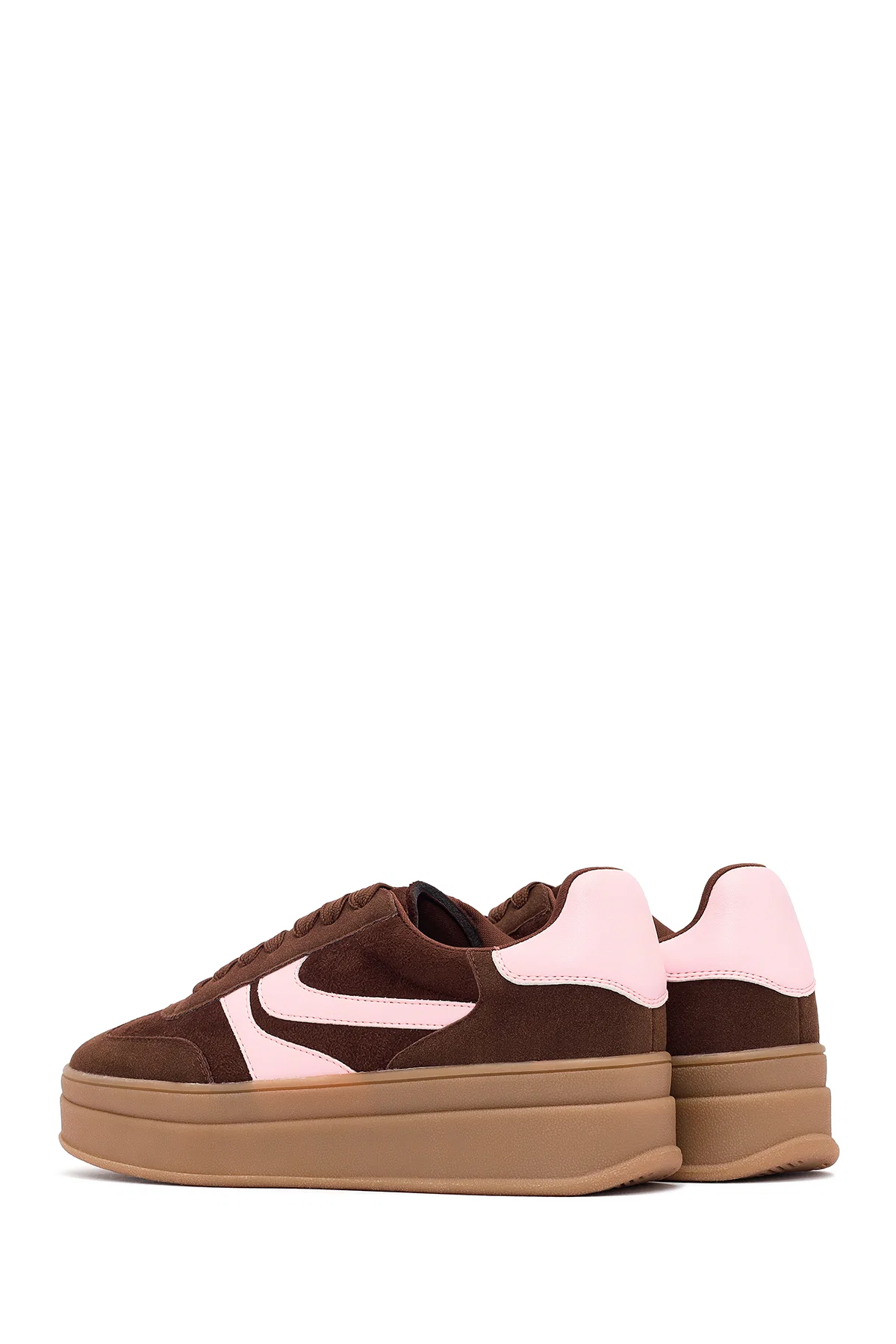 Kadın Kahverengi Bağcıklı Kalın Tabanlı Sneaker - Image 6