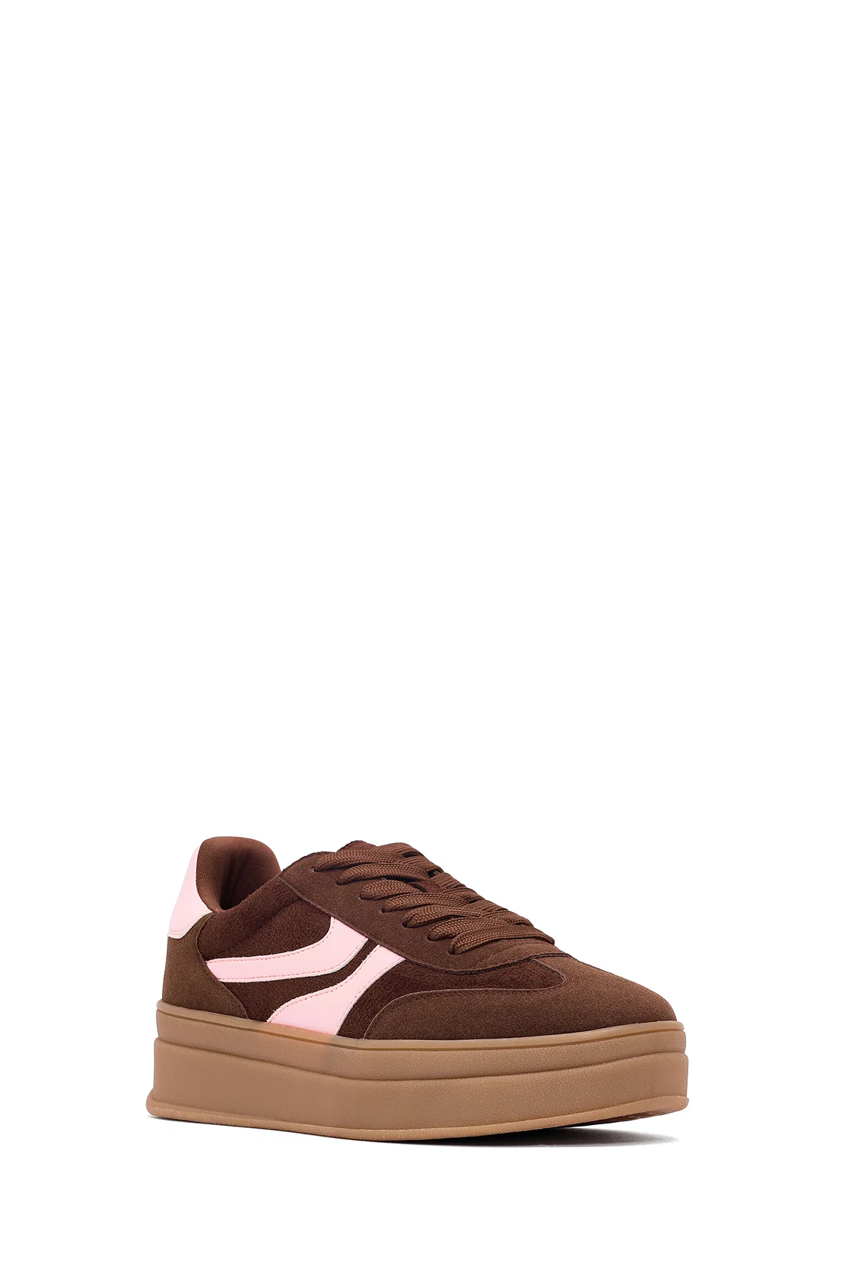 Kadın Kahverengi Bağcıklı Kalın Tabanlı Sneaker - Image 7