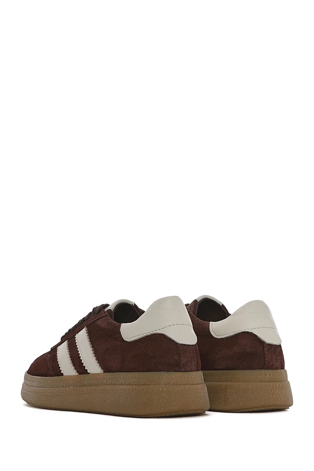 Kadın Kahverengi Bağcıklı Kalın Tabanlı Süet Deri Sneaker - Image 5