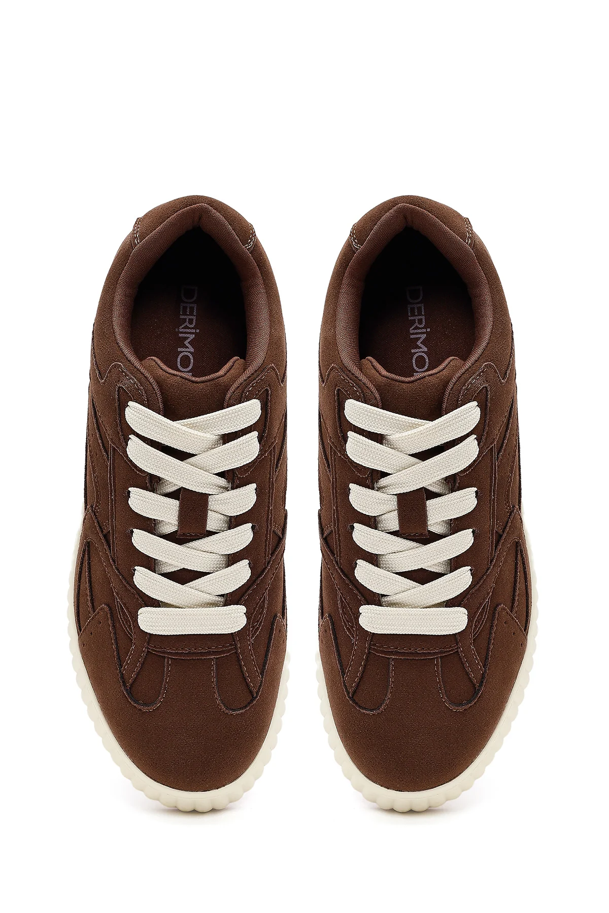 Kadın Kahverengi Bağcıklı Kalın Tabanlı Süet Sneaker - Image 5