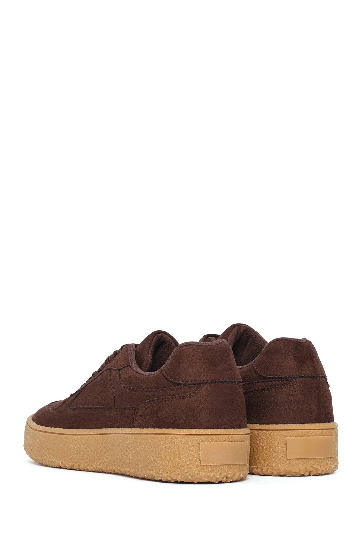 Kadın Kahverengi Bağcıklı Kalın Tabanlı Süet Sneaker - Image 7
