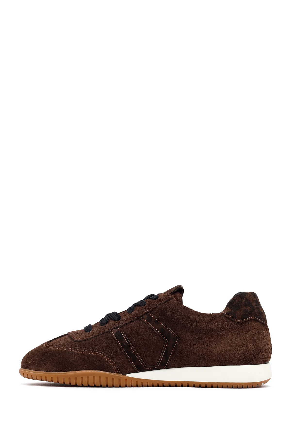 Kadın Kahverengi Bağcıklı Süet Deri Sneaker - Image 2