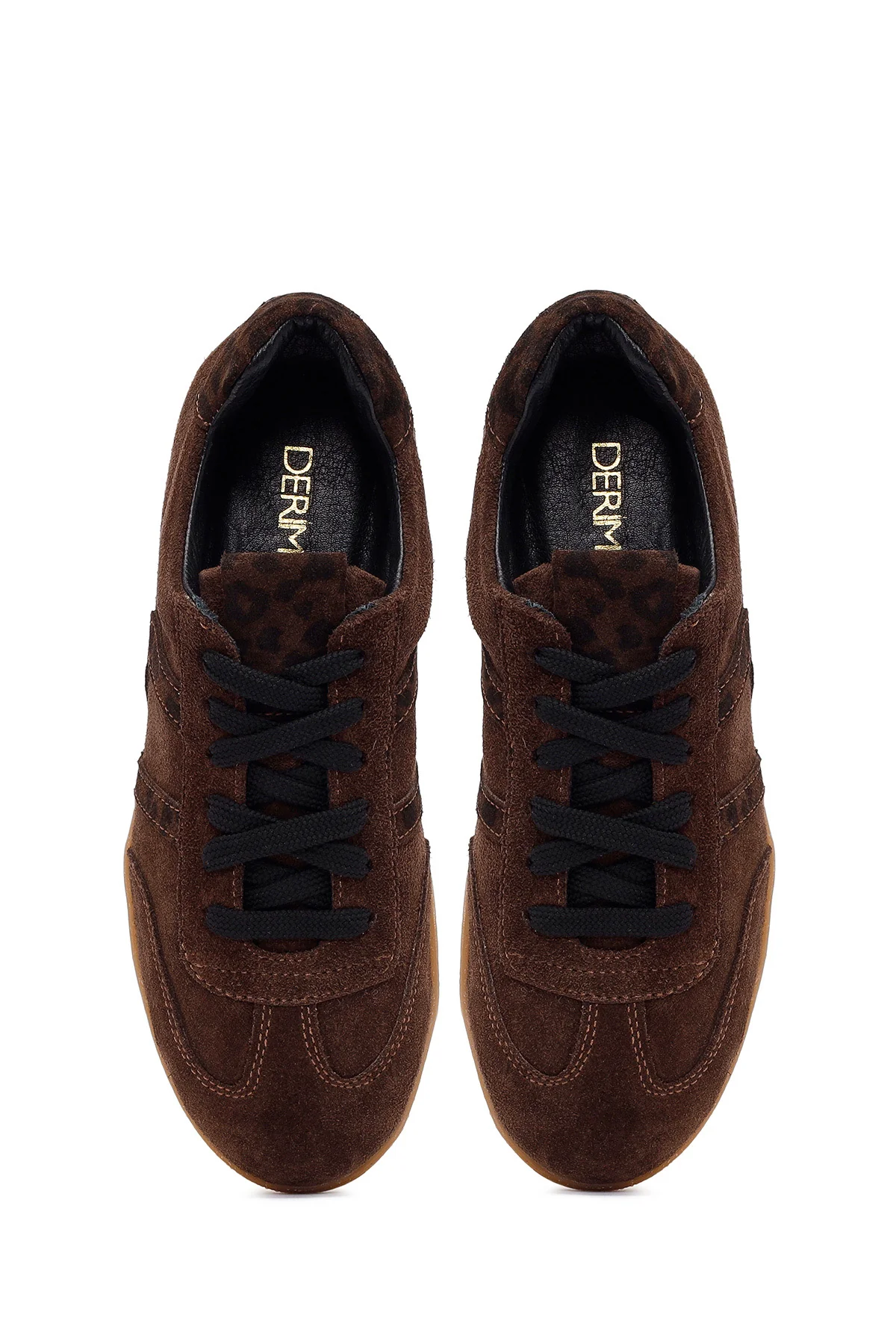 Kadın Kahverengi Bağcıklı Süet Deri Sneaker - Image 7
