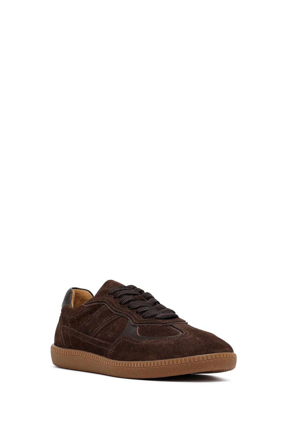 Kadın Kahverengi Bağcıklı Süet Deri Sneaker - Image 6