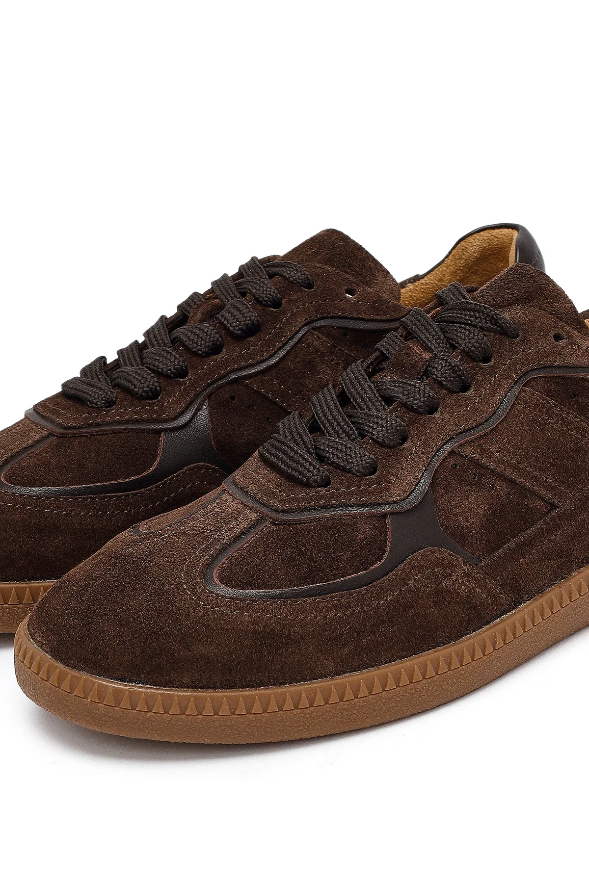 Kadın Kahverengi Bağcıklı Süet Deri Sneaker - Image 8