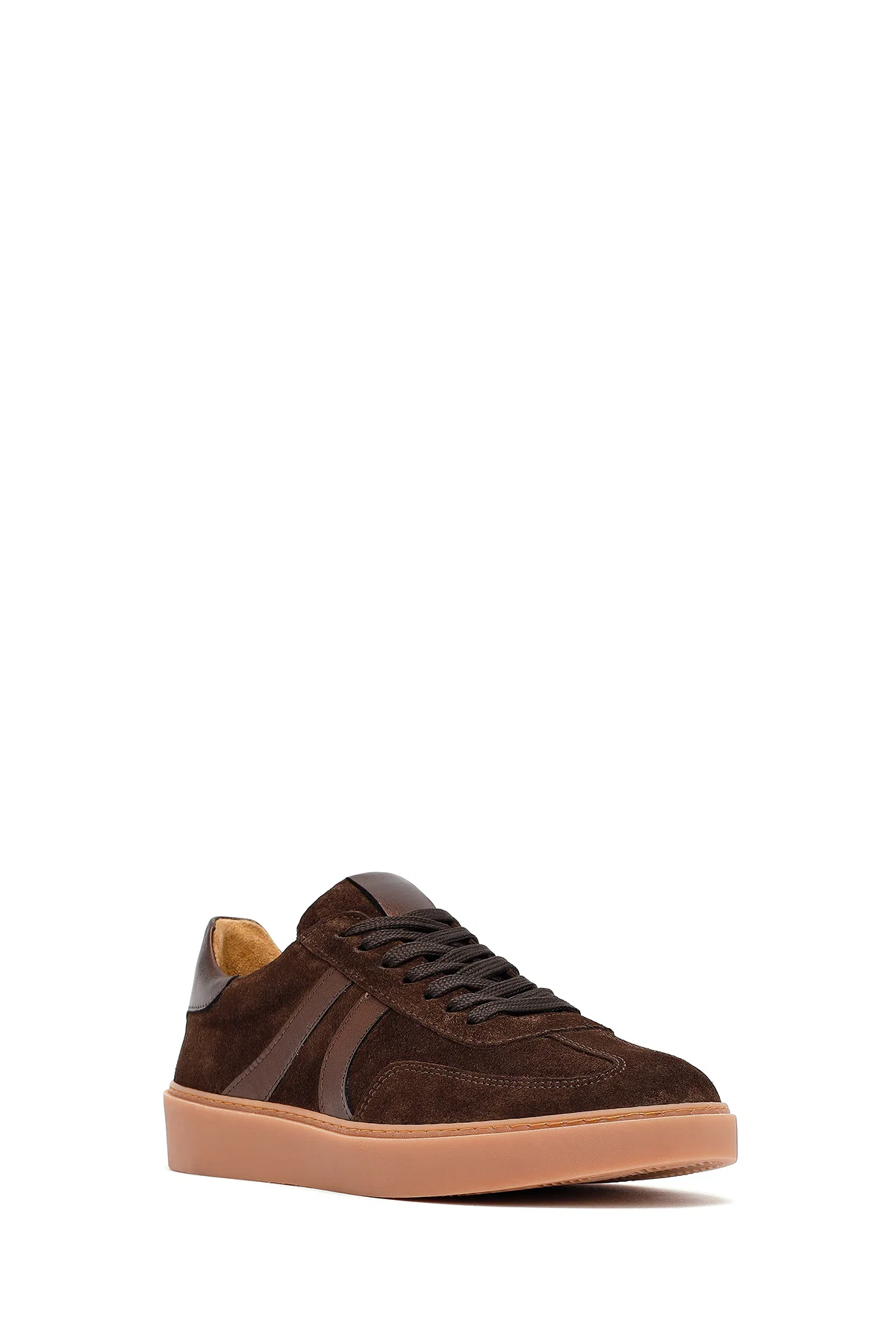 Kadın Kahverengi Bağcıklı Süet Deri Sneaker - Image 6