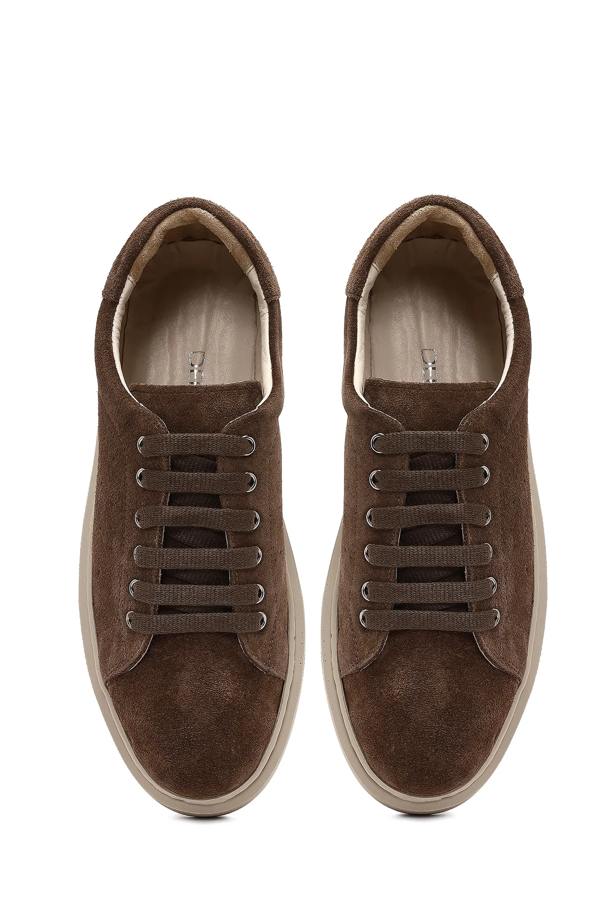 Kadın Kahverengi Bağcıklı Süet Deri Sneaker - Image 7