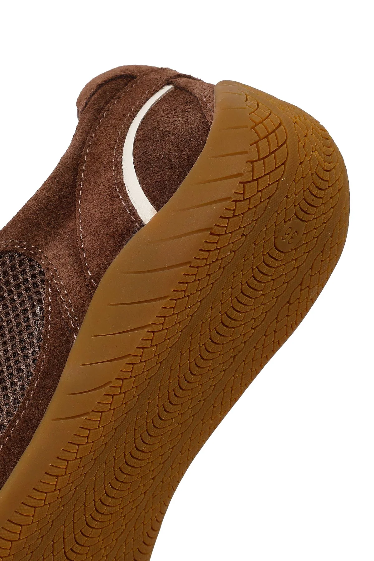 Kadın Kahverengi Bağcıklı Süet Deri Sneaker - Image 8