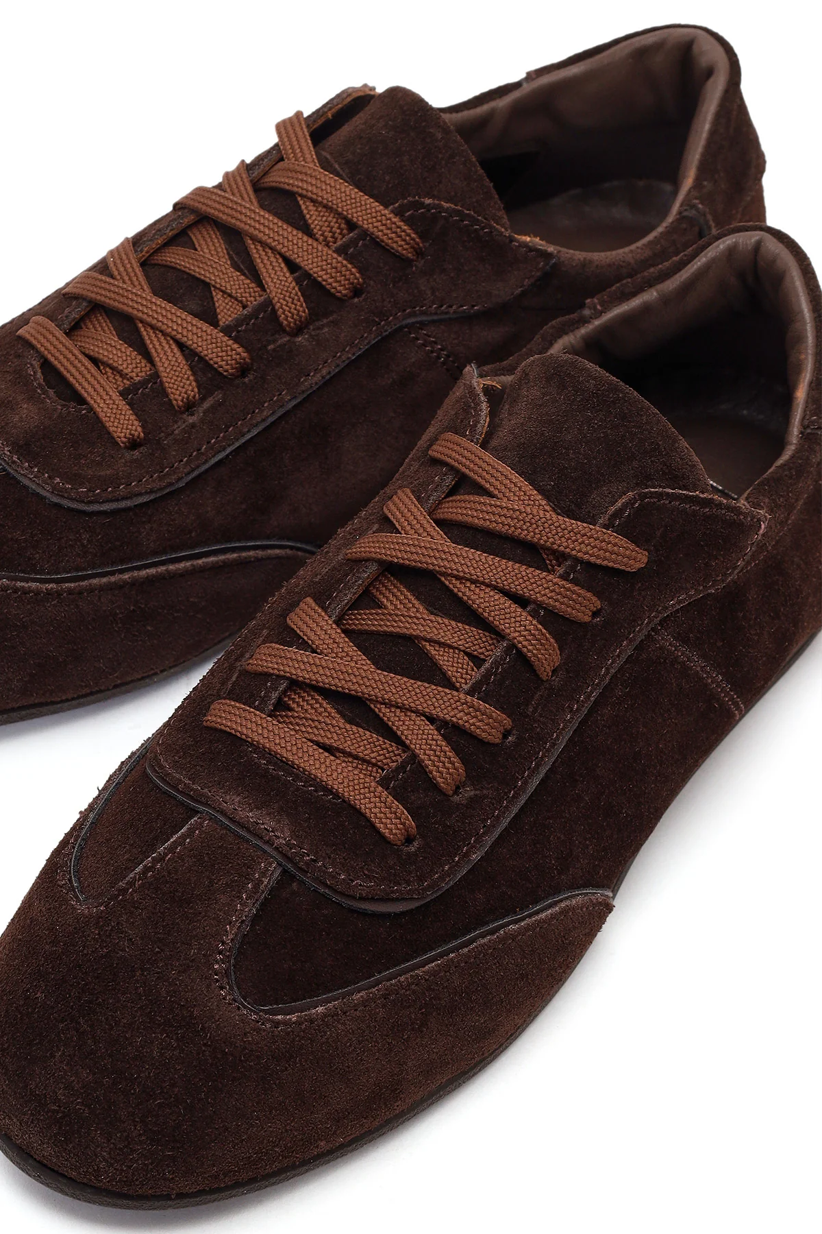Kadın Kahverengi Bağcıklı Süet Deri Sneaker - Image 10