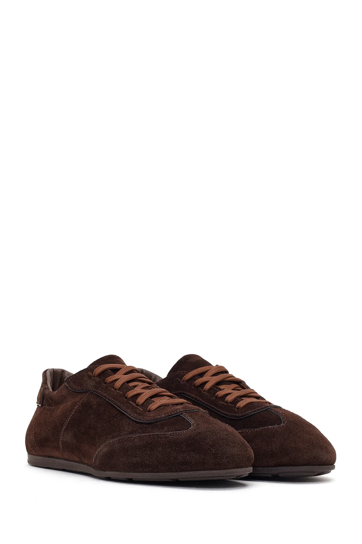 Kadın Kahverengi Bağcıklı Süet Deri Sneaker - Image 2