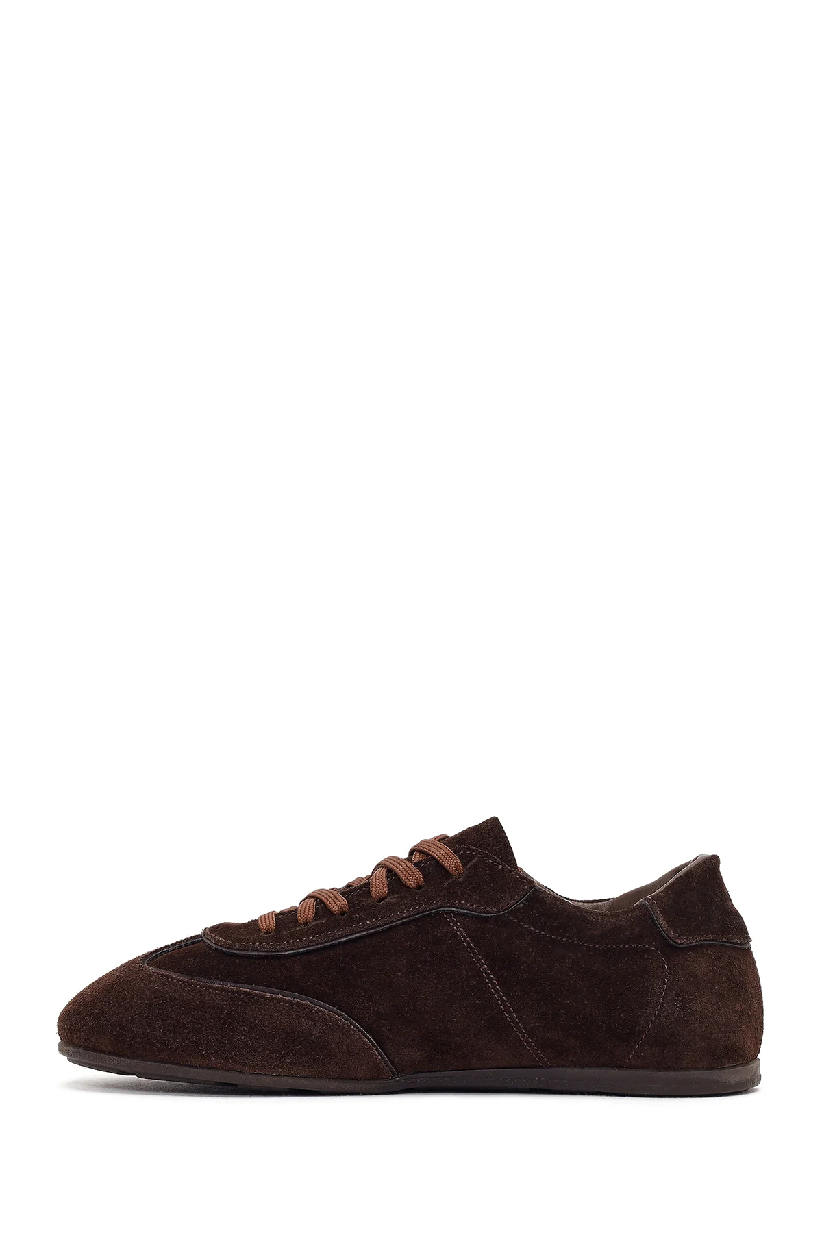 Kadın Kahverengi Bağcıklı Süet Deri Sneaker - Image 3
