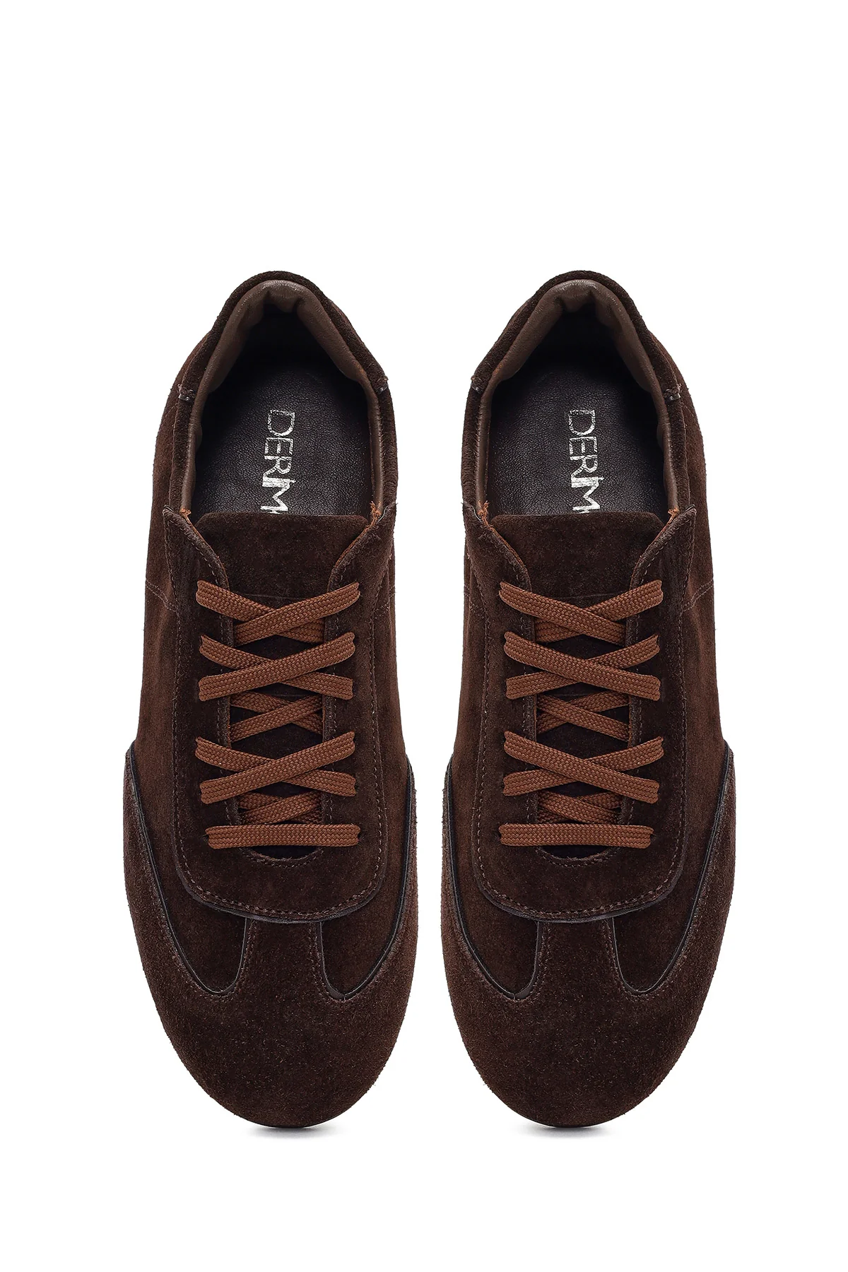 Kadın Kahverengi Bağcıklı Süet Deri Sneaker - Image 4