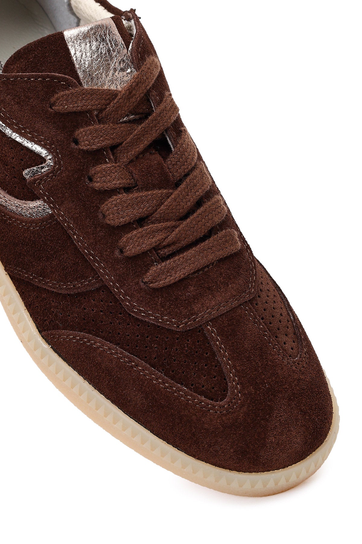Kadın Kahverengi Bağcıklı Süet Deri Sneaker - Image 10