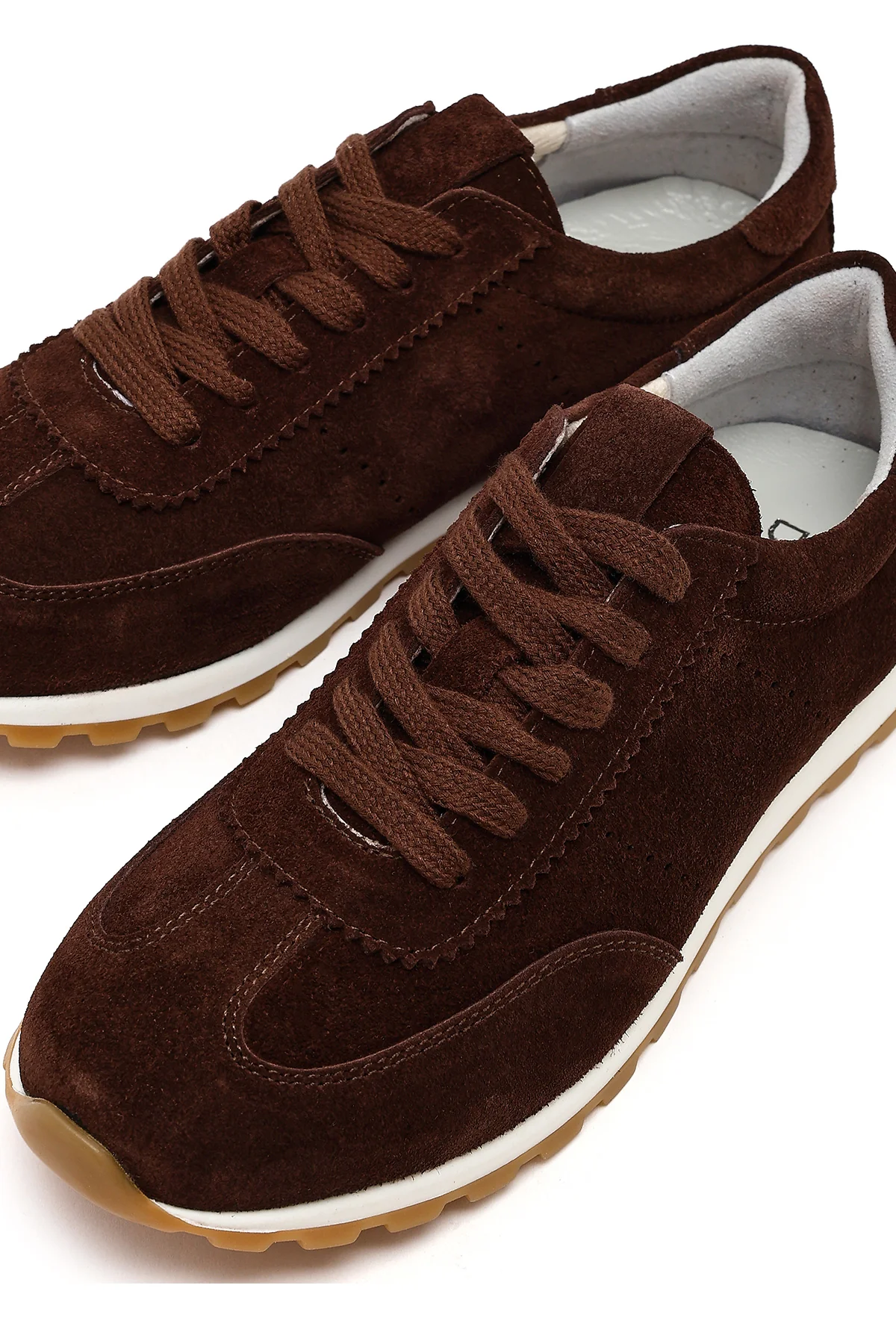 Kadın Kahverengi Bağcıklı Süet Deri Sneaker - Image 10