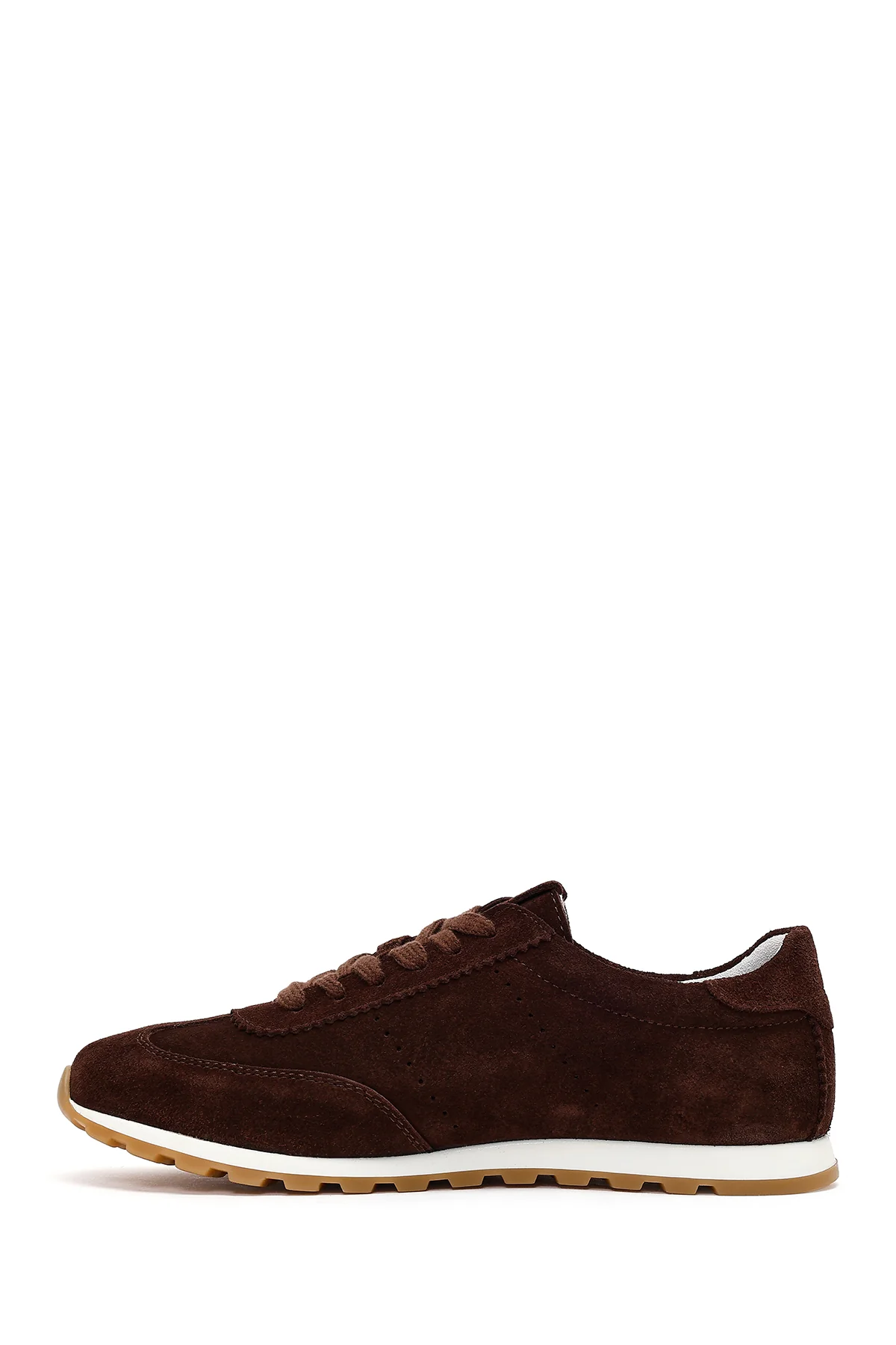 Kadın Kahverengi Bağcıklı Süet Deri Sneaker - Image 3