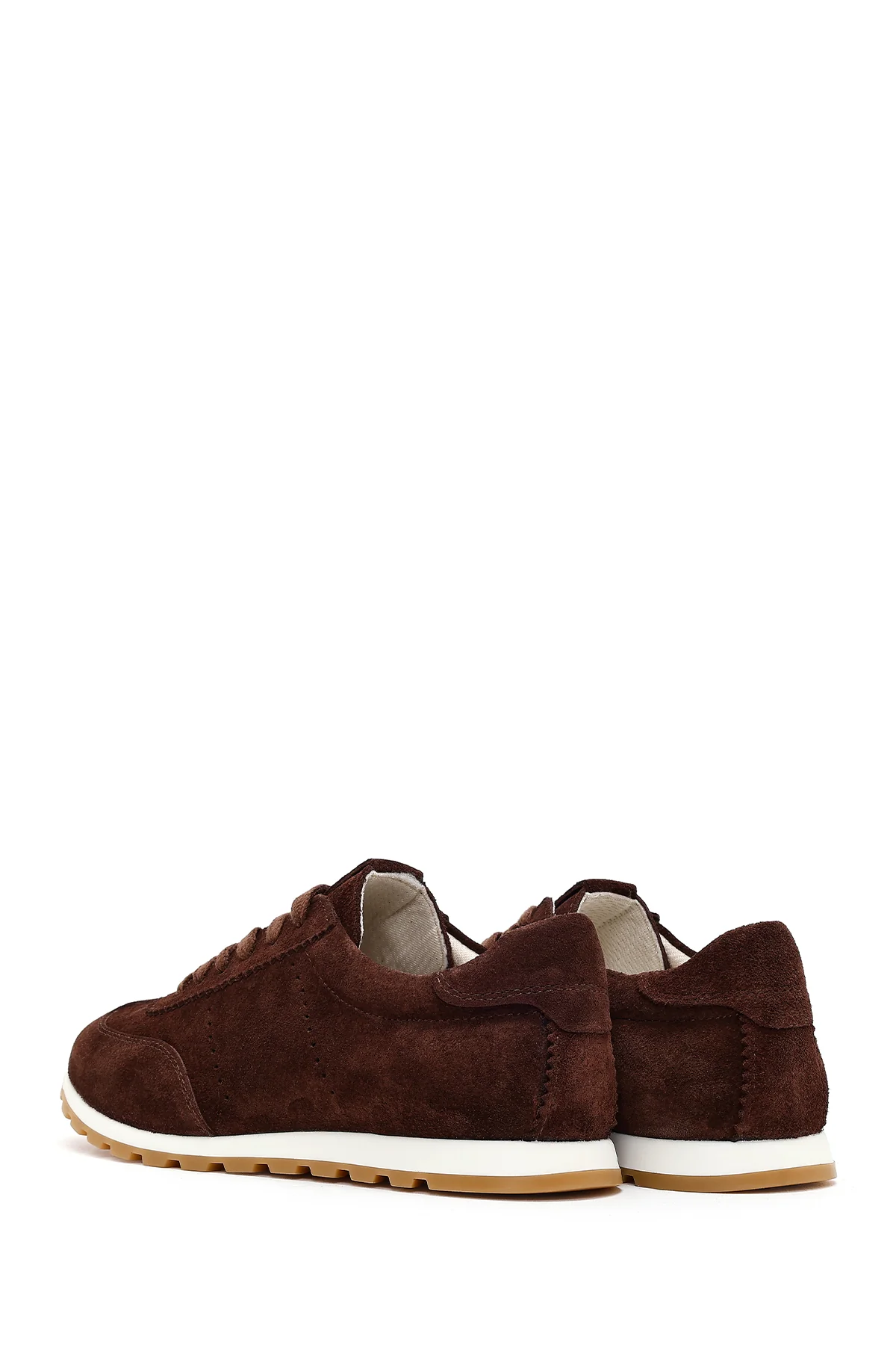 Kadın Kahverengi Bağcıklı Süet Deri Sneaker - Image 6