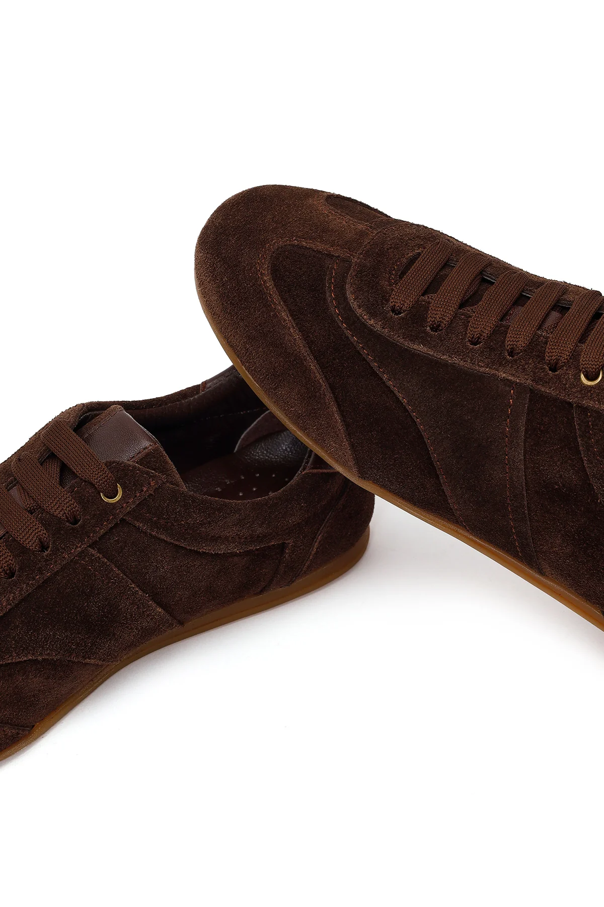 Kadın Kahverengi Bağcıklı Süet Deri Sneaker - Image 10