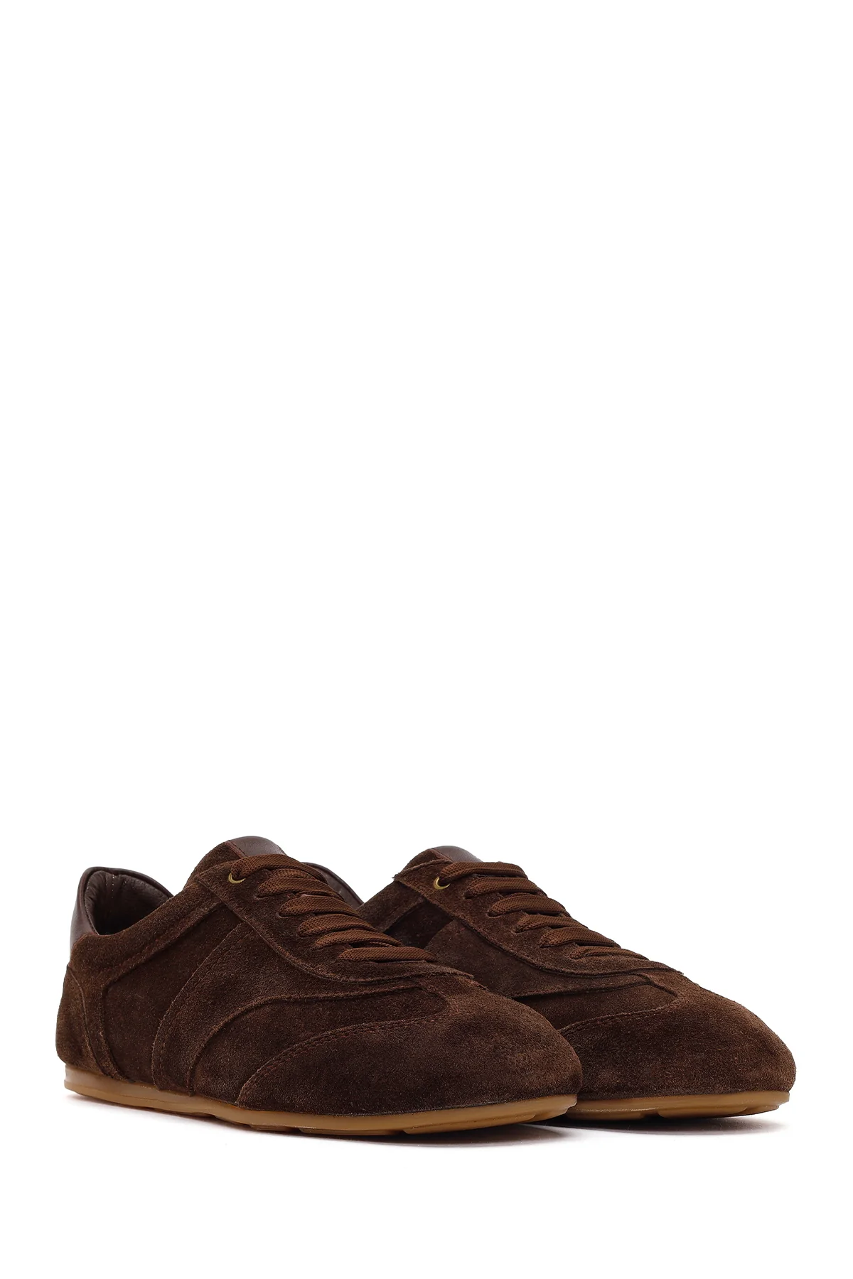 Kadın Kahverengi Bağcıklı Süet Deri Sneaker - Image 2