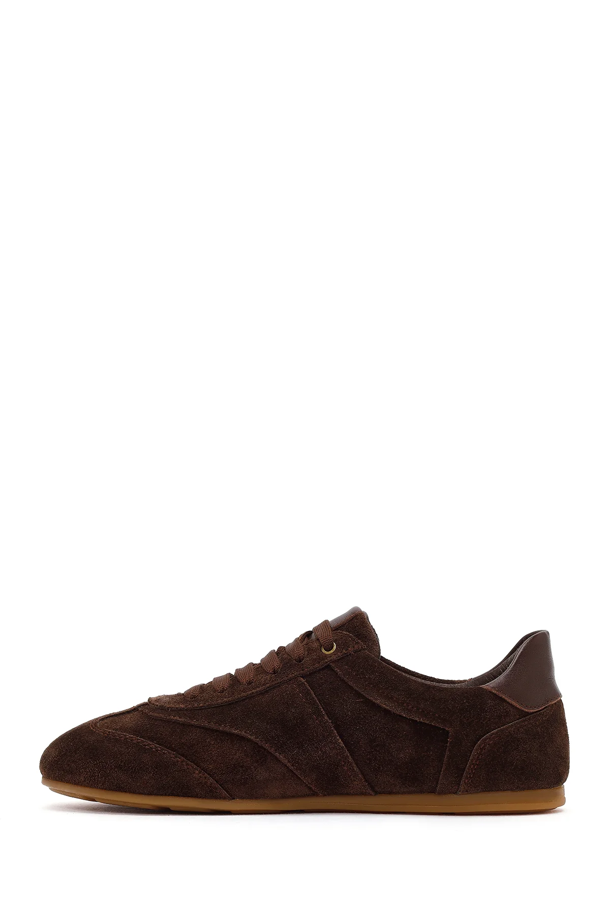 Kadın Kahverengi Bağcıklı Süet Deri Sneaker - Image 3