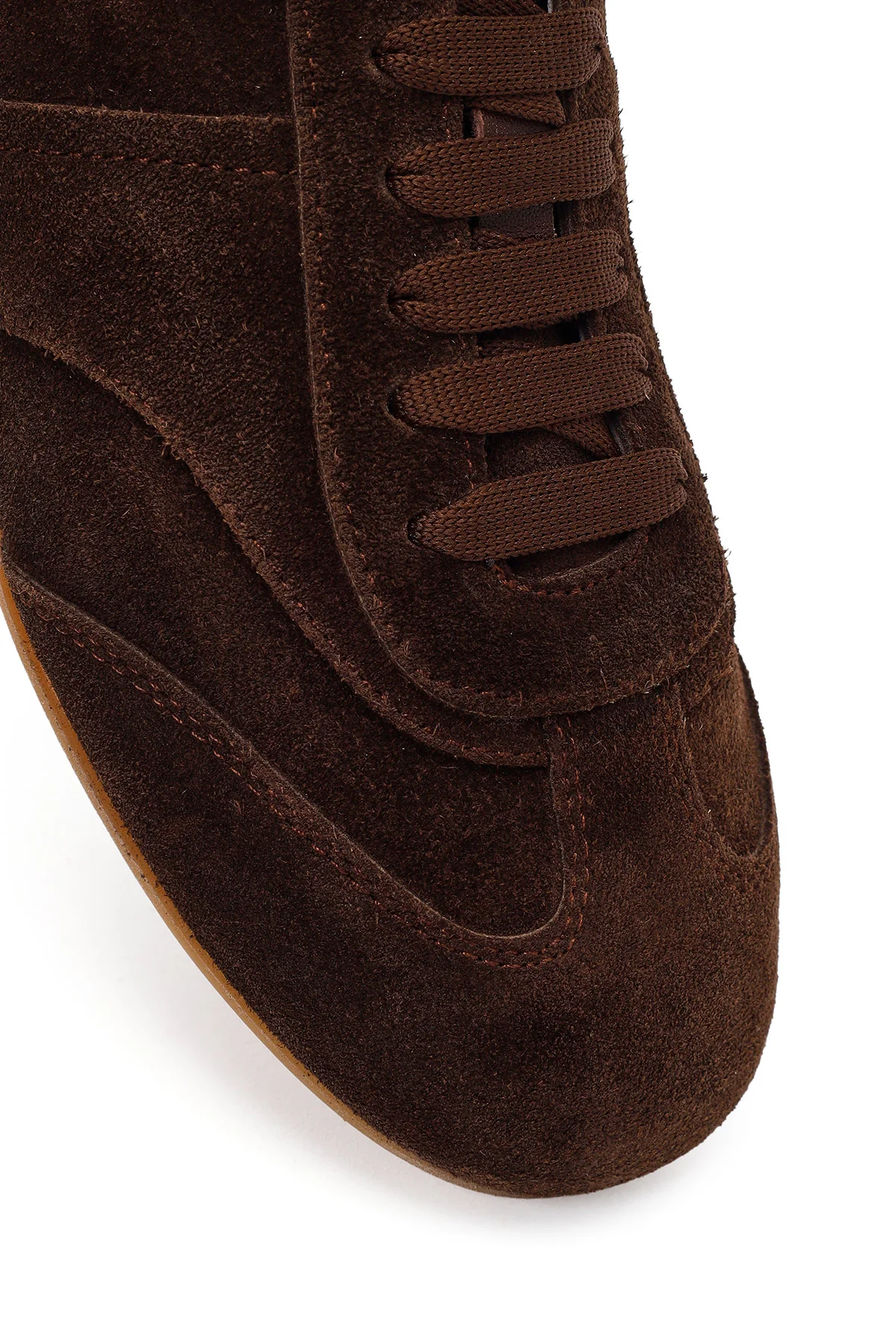 Kadın Kahverengi Bağcıklı Süet Deri Sneaker - Image 9