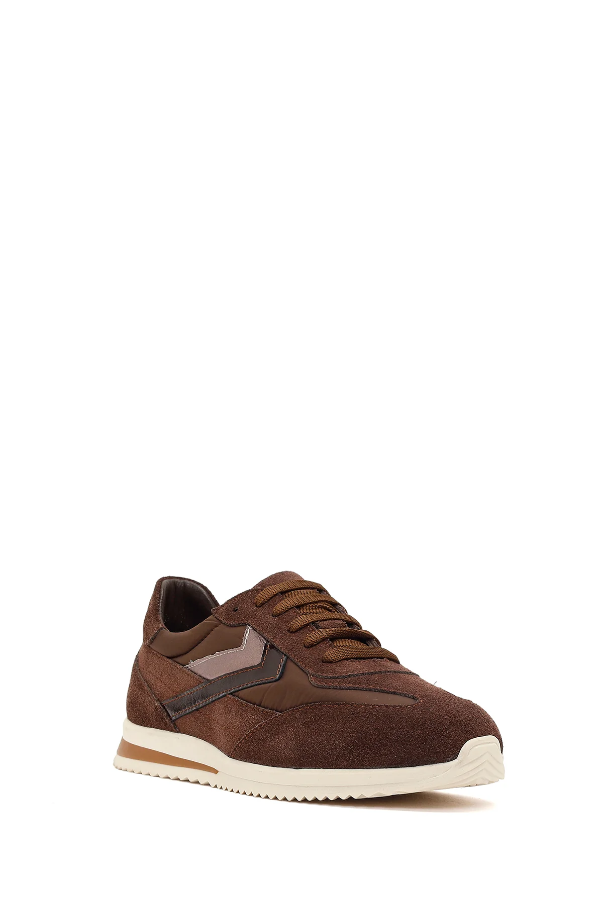Kadın Kahverengi Bağcıklı Süet Deri Sneaker - Image 7