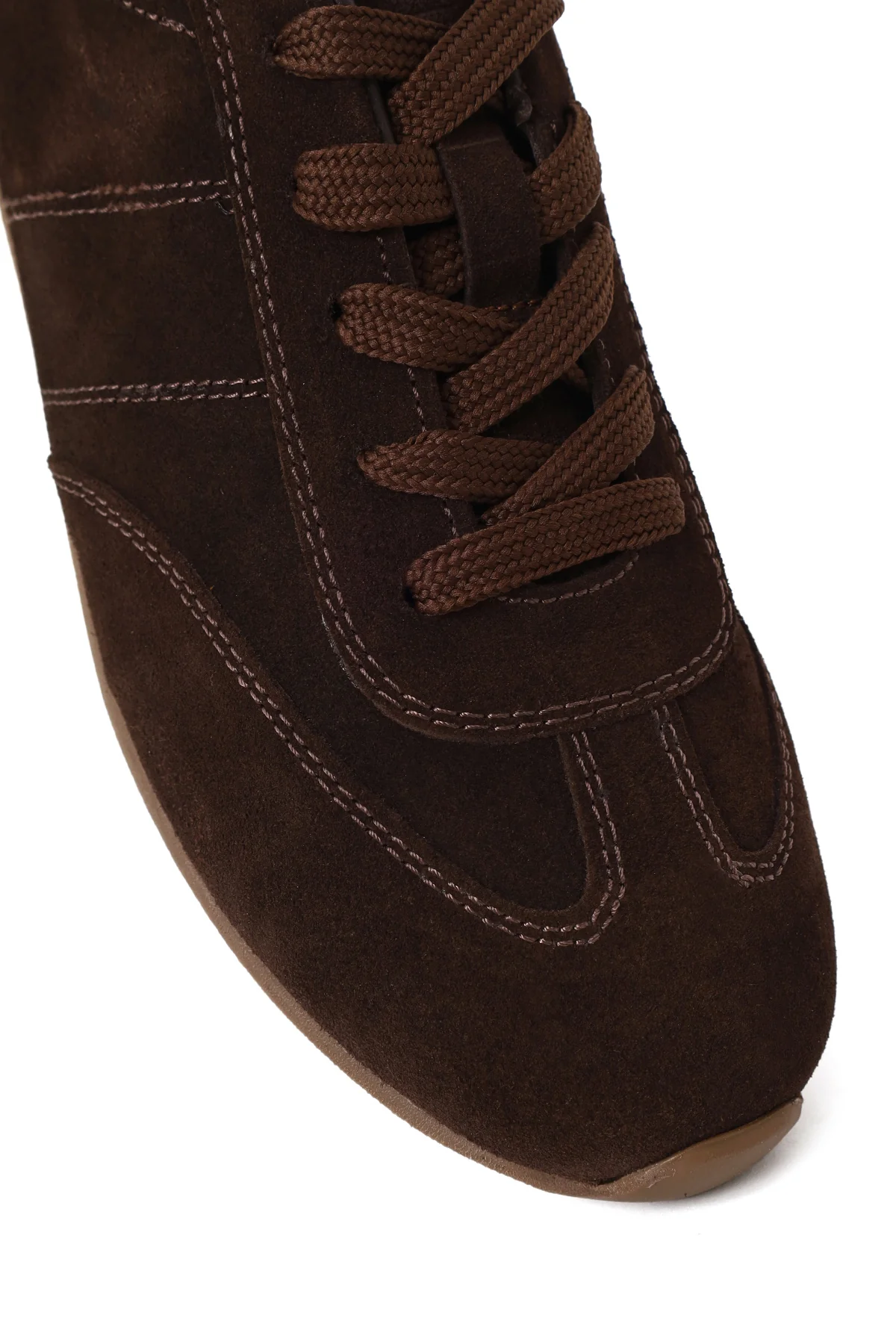 Kadın Kahverengi Bağcıklı Süet Deri Sneaker - Image 10